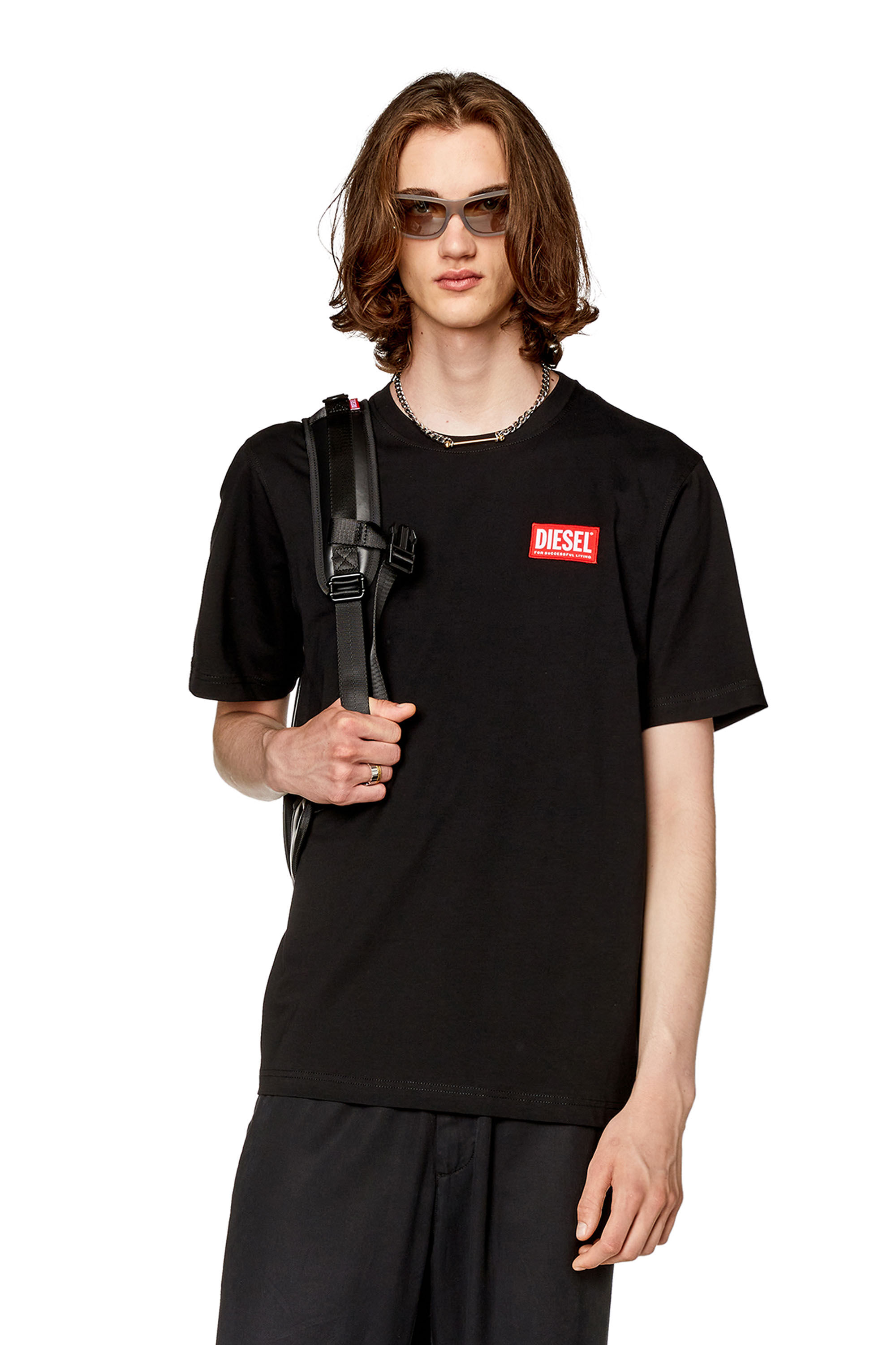 Diesel - T-JUST-NLABEL, T-shirt avec empiècement à logo Homme in Noir - 3