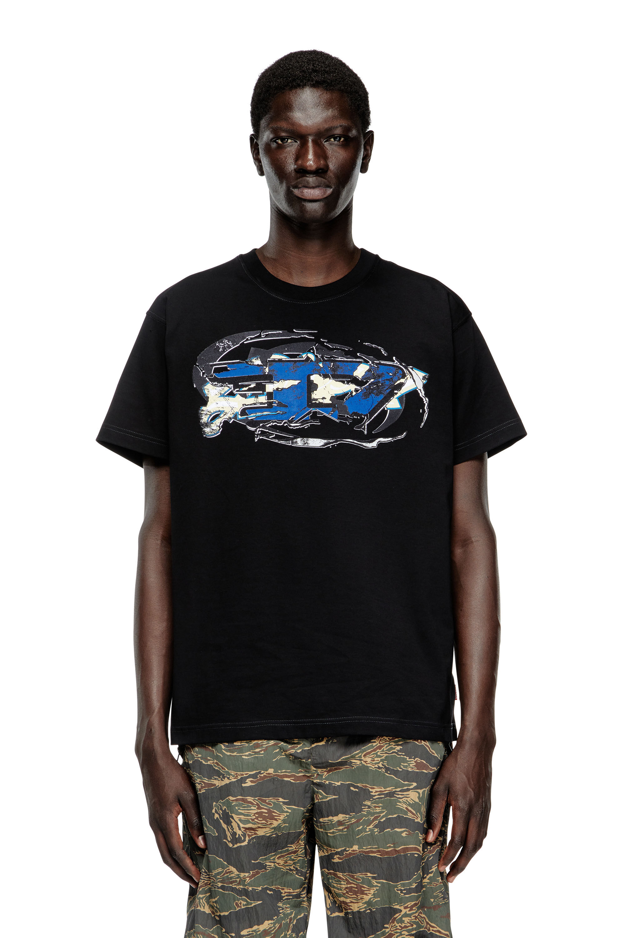 Men's T-shirt with Oval D logo | Black | Diesel