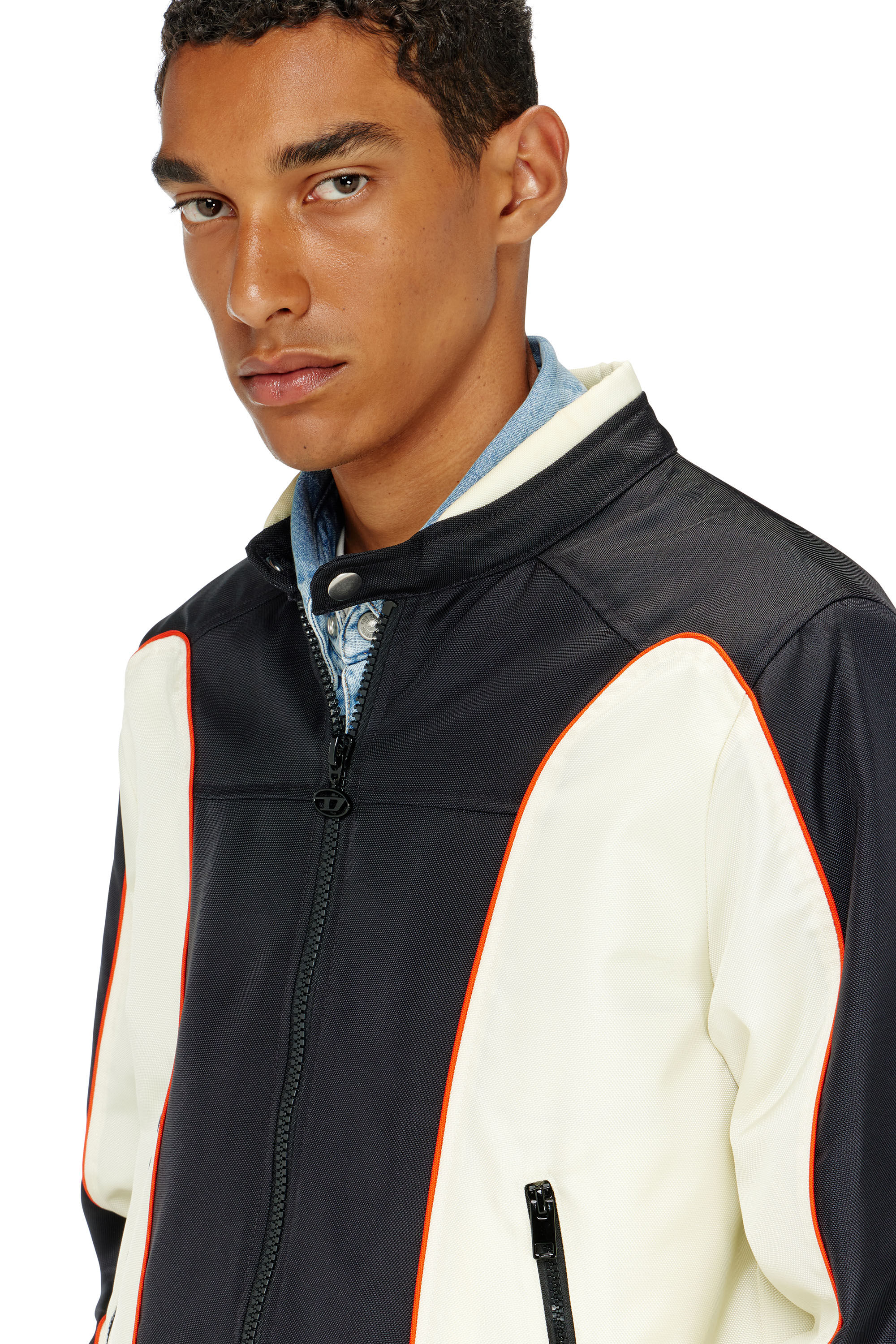 Men's Colour-block biker jacket with piping | Multicolor | Diesel US