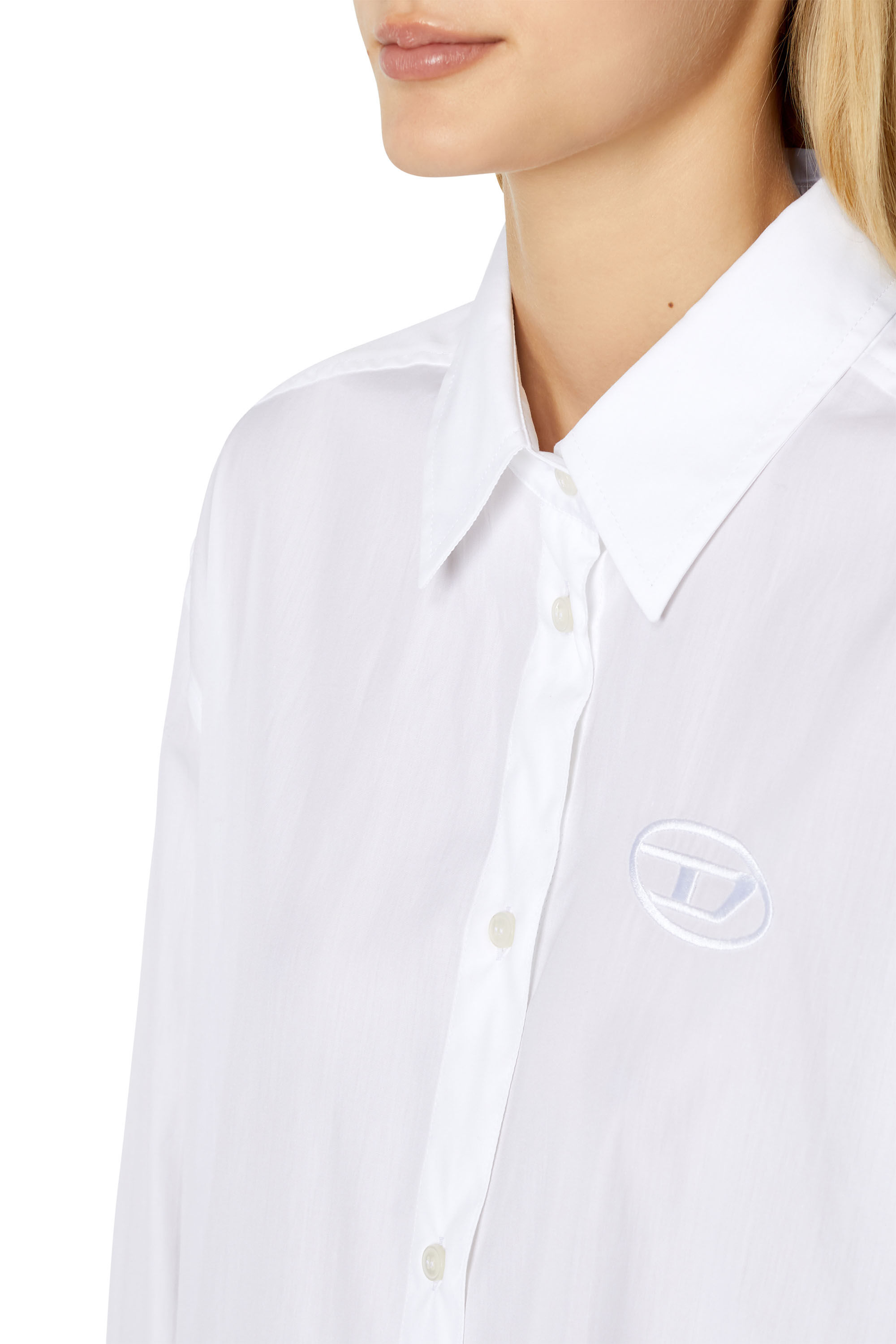 Diesel - D-LUNAR-B, Female's Shirt dress with 3D embroidery in White - 5