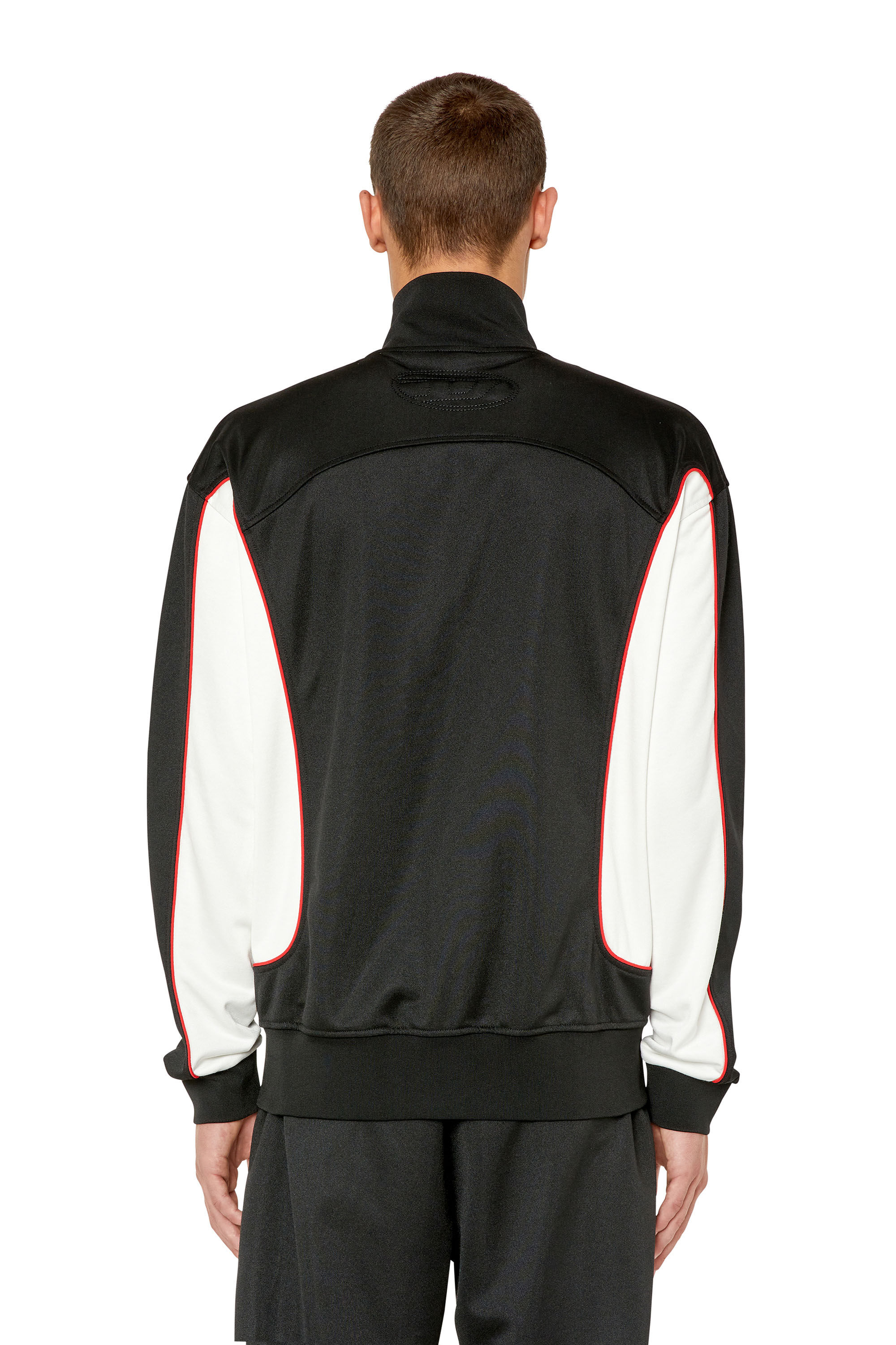 Diesel - S-RELIK, Male's Track jacket with colour-block sides in White/Black - 4