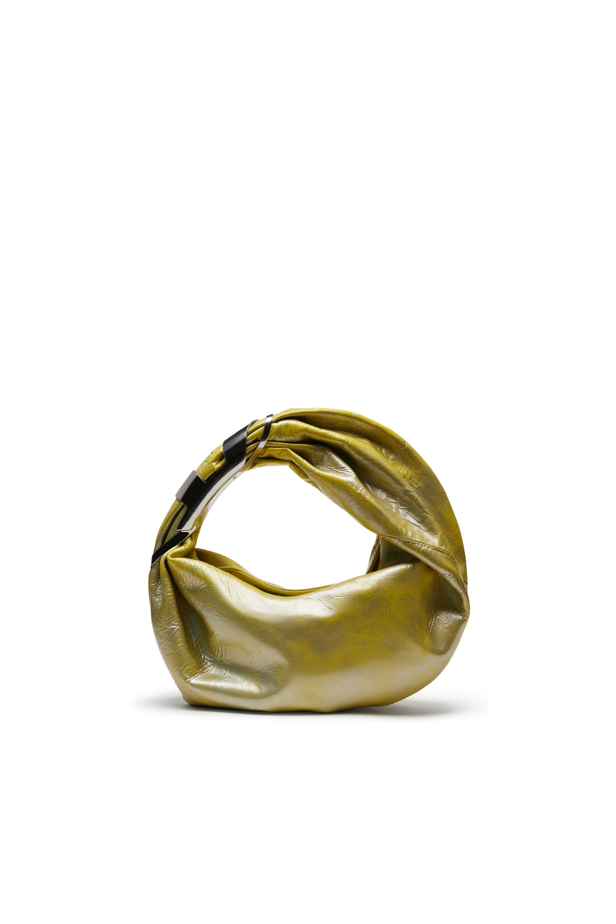 Women's Grab-D Hobo S - Hobo bag in metallic leather | Yellow | Diesel