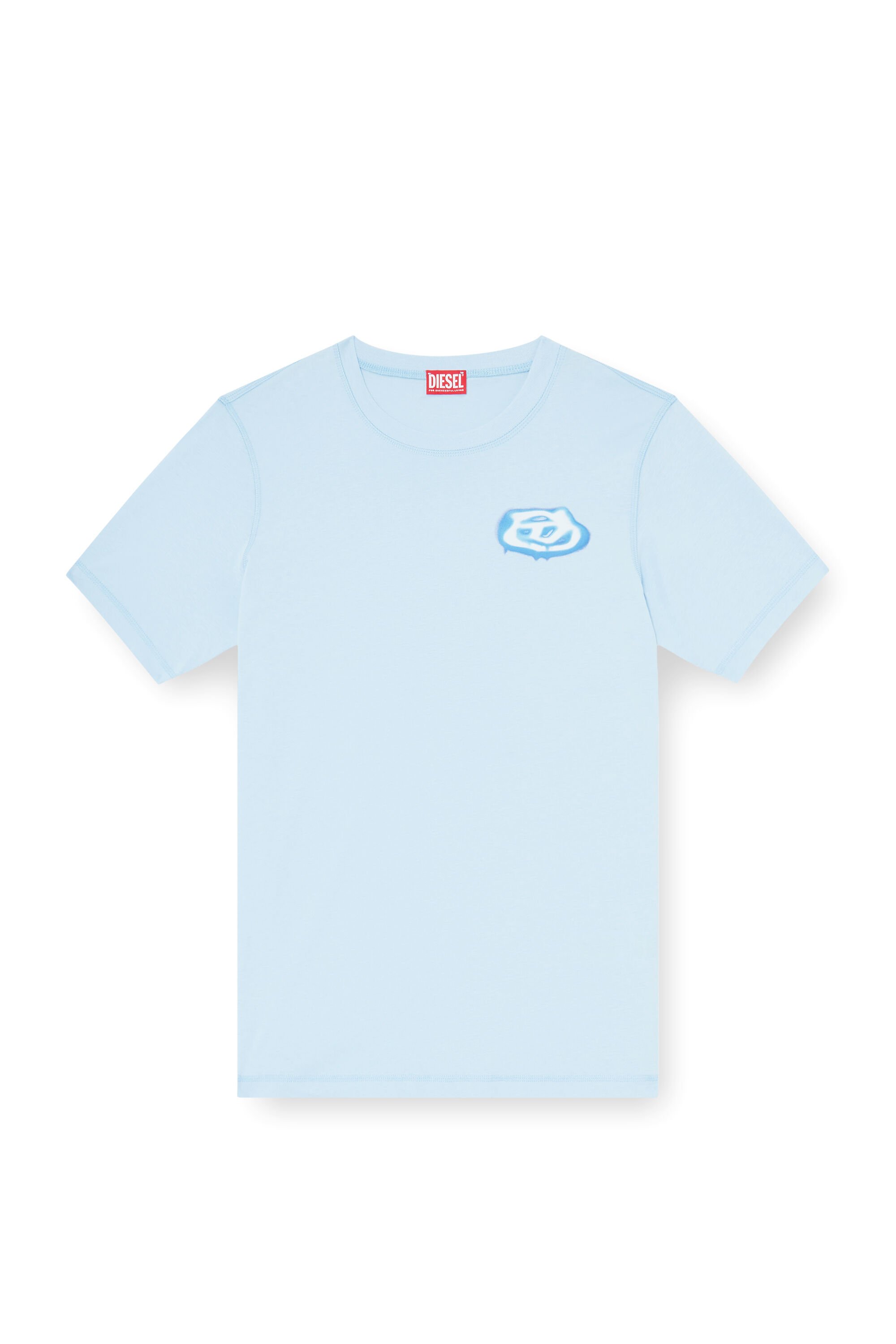 Diesel - T-ADJUST-V7, Man's T-shirt with contrasting stitching in Light Blue - 2