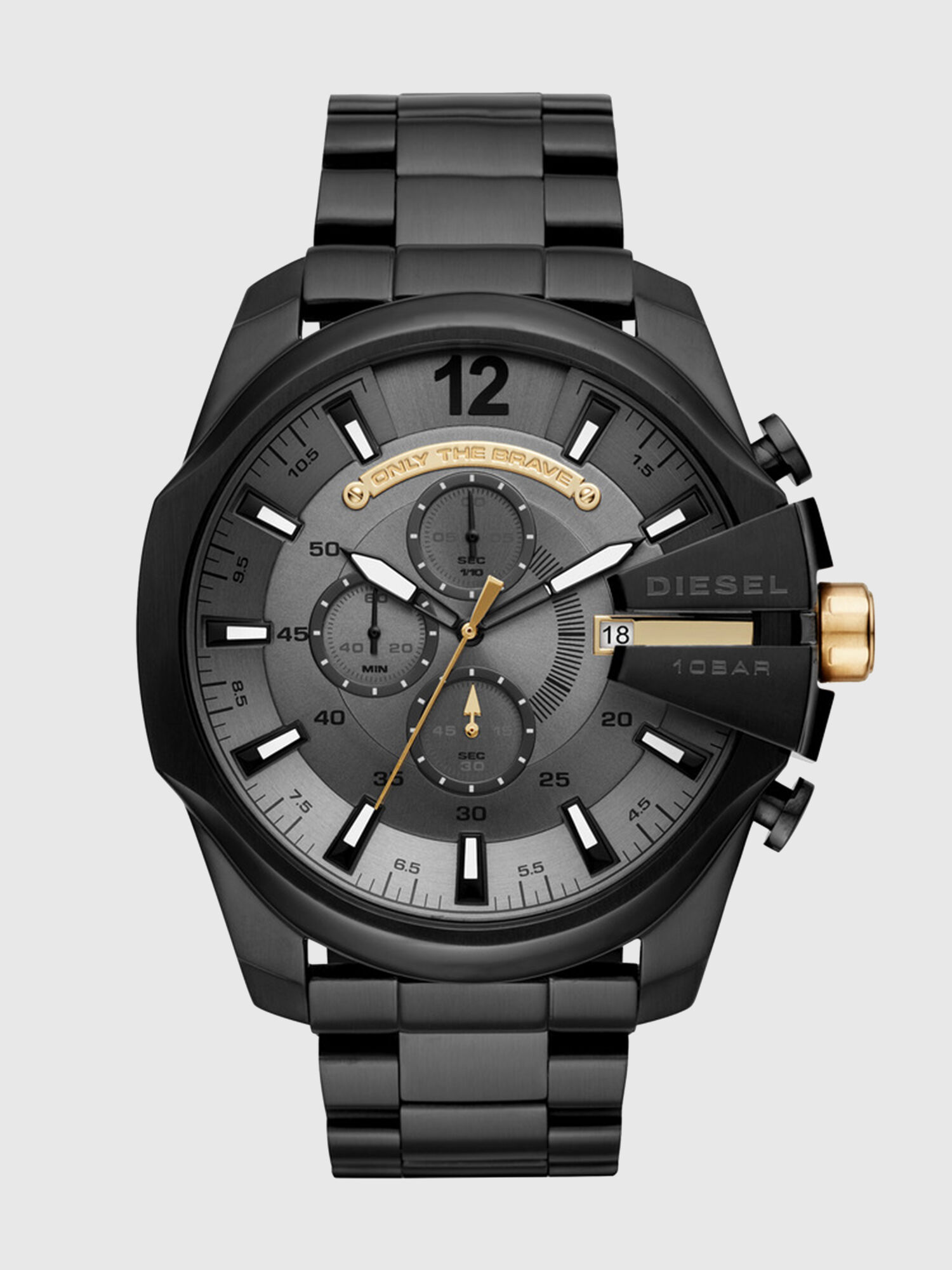 Diesel - DZ4479, Mega Chief montre avec cadran gris et plaque diesel, 51 mm Homme in Noir - 1