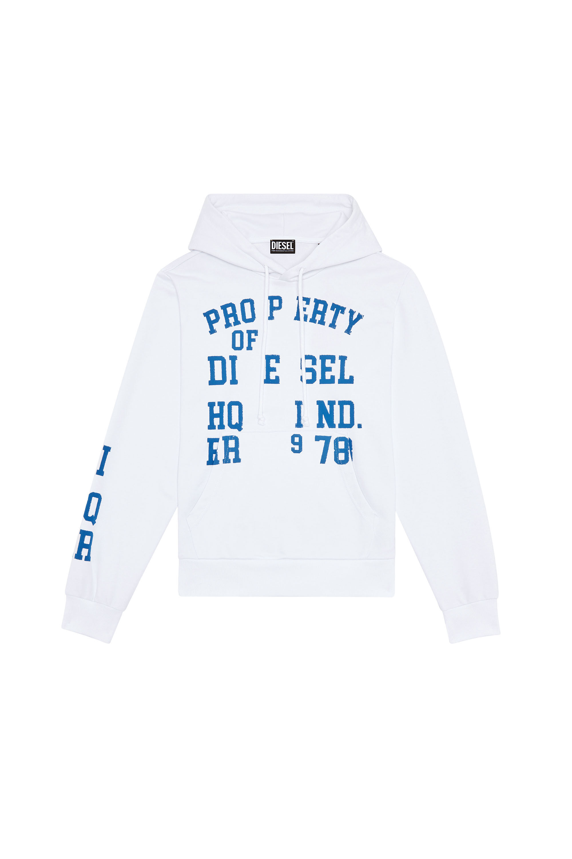 Men's Hoodie with puff-printed lettering | White | Diesel Men's Hoodie with puff-printed lettering | White | Diesel