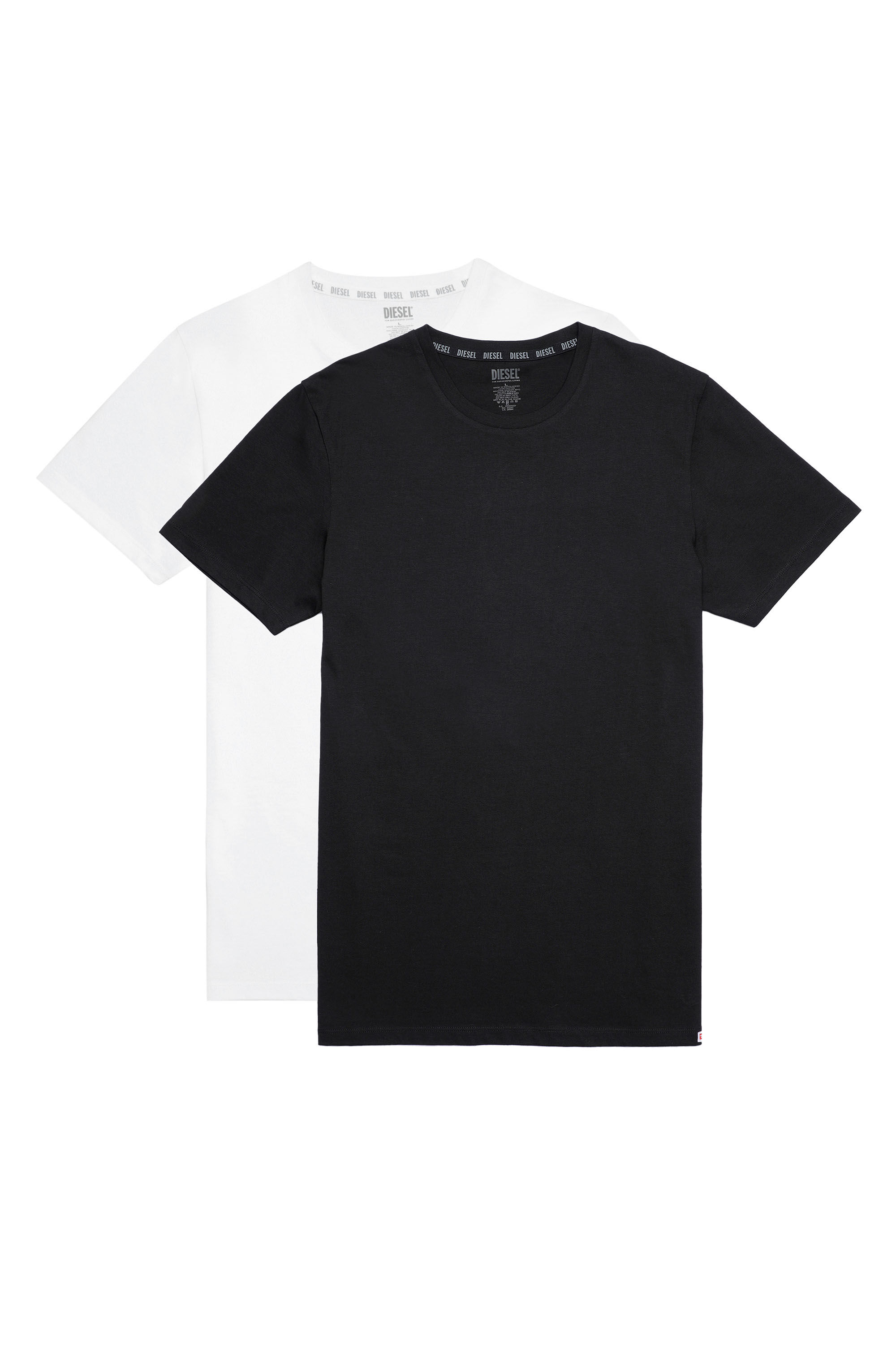 Diesel - UMTEE-RANDAL-TUBE-TWOPACK, Male's Two-pack of T-shirts with D patch in Black/White - 1