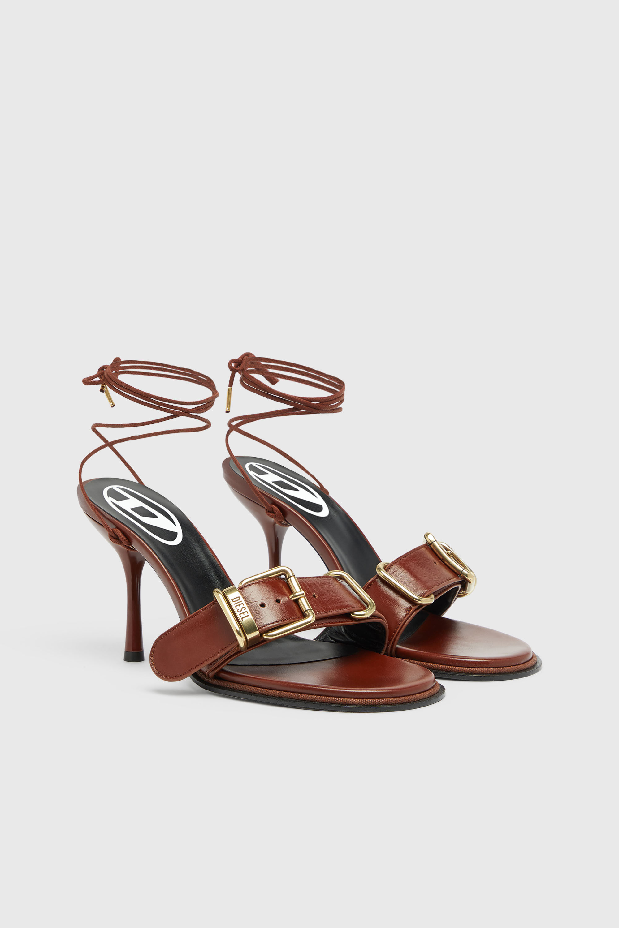 DIESEL サンダル Women's D-Cocco-Ankle-wrap sandals in leather | Brown | Diesel