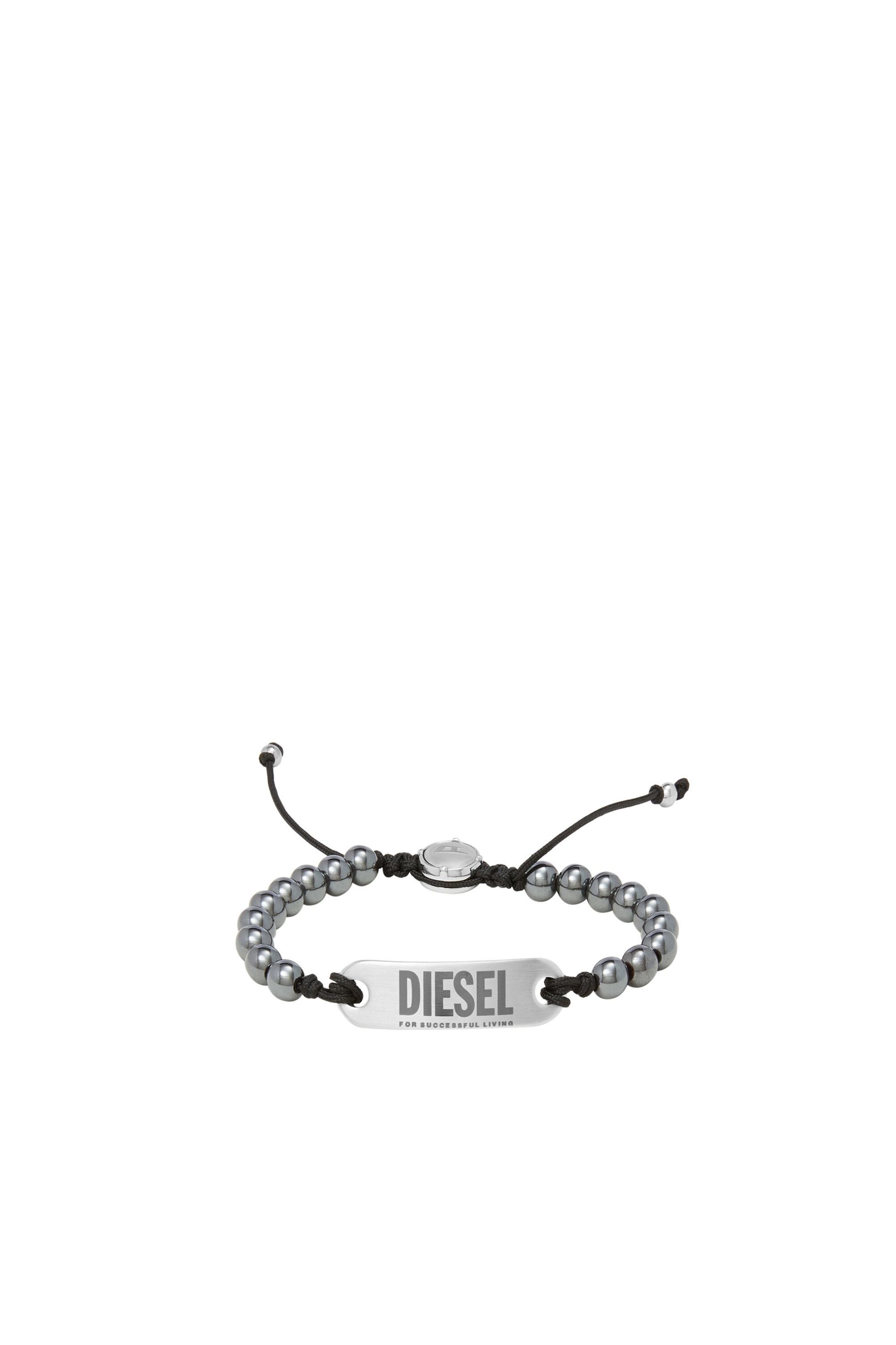Diesel - DX1359, Bracelet perlé Silver ID en agate grise Homme in Gris - 1