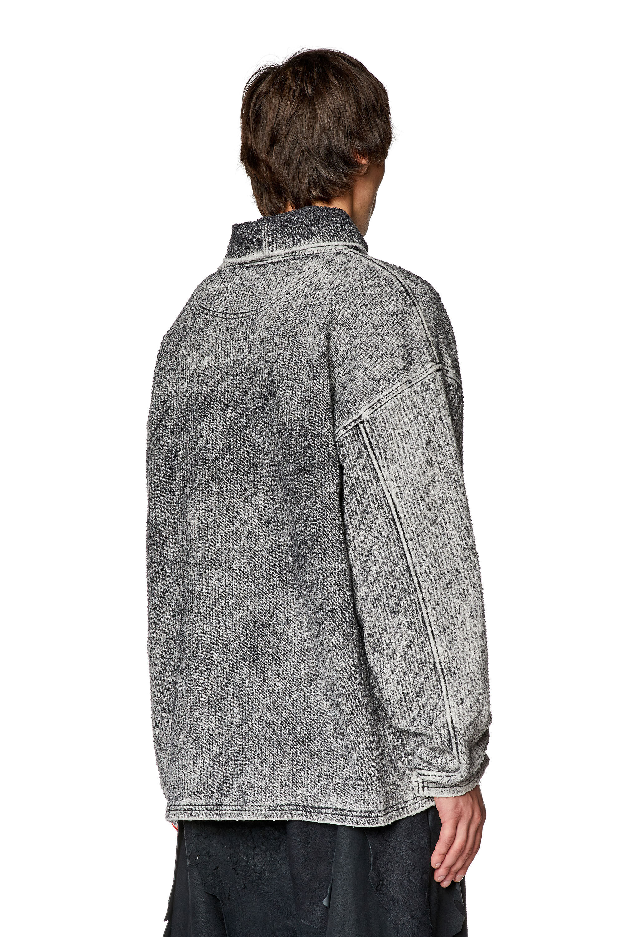 Diesel - D-NLABELCOL-FSD-NE, Sweat-shirt à col montant en Track Denim lasérisé Homme in Gris - 4