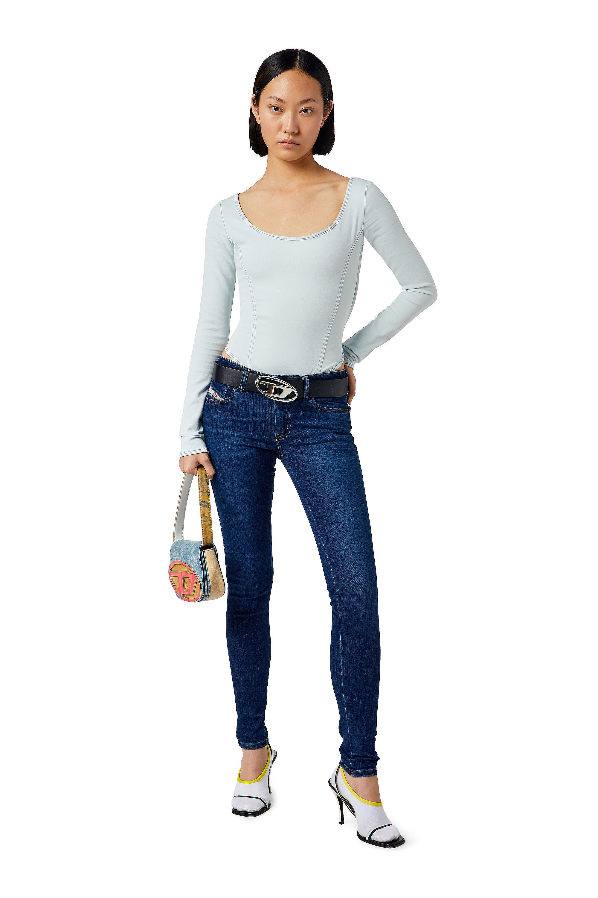 Diesel - D-CHO TRACK DENIM BODYSUIT, Female's Body in Track Denim in Light Blue - 1