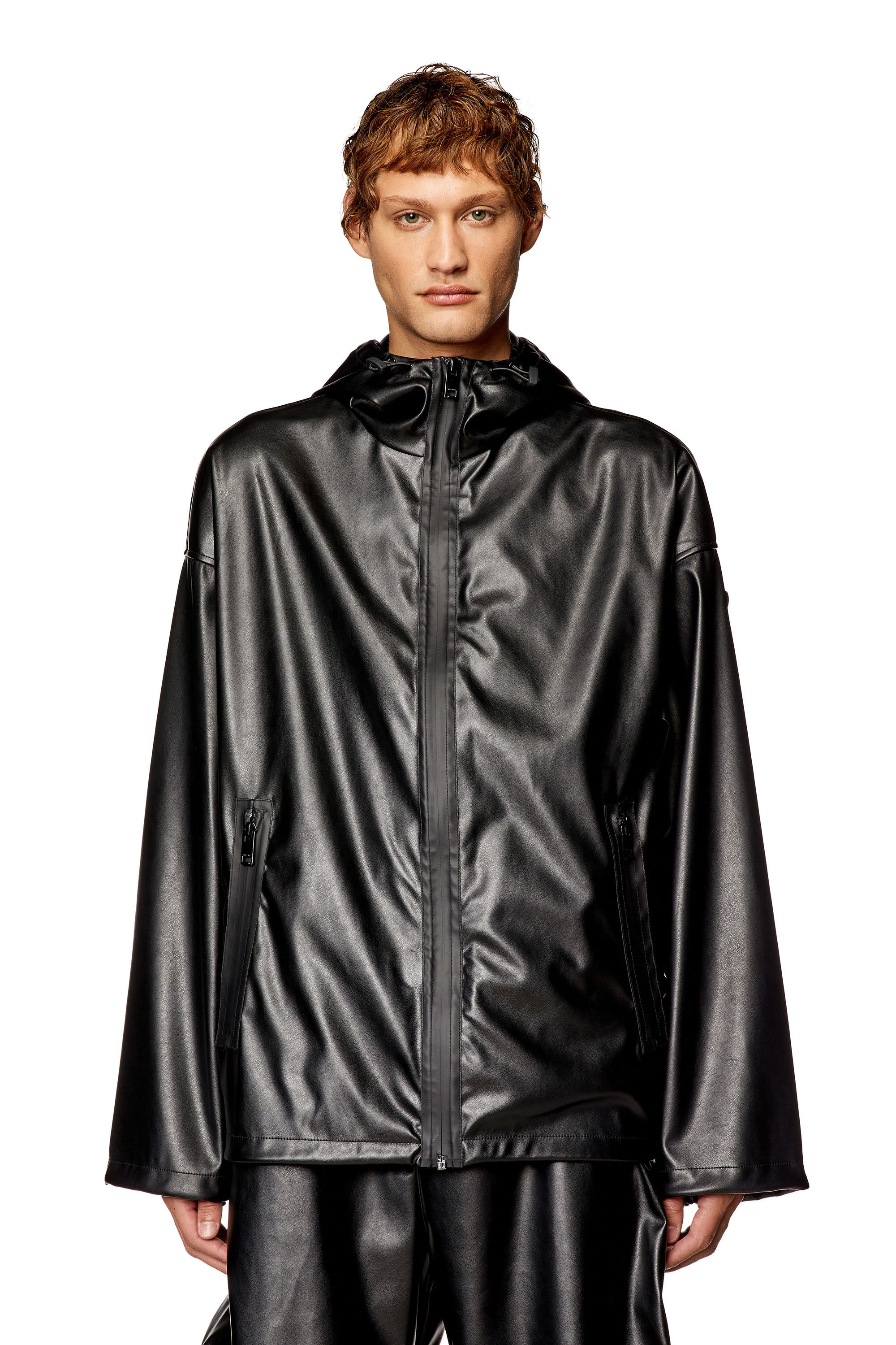 Diesel - J-MICC, Man's Windbreaker in coated fabric in Black - 6