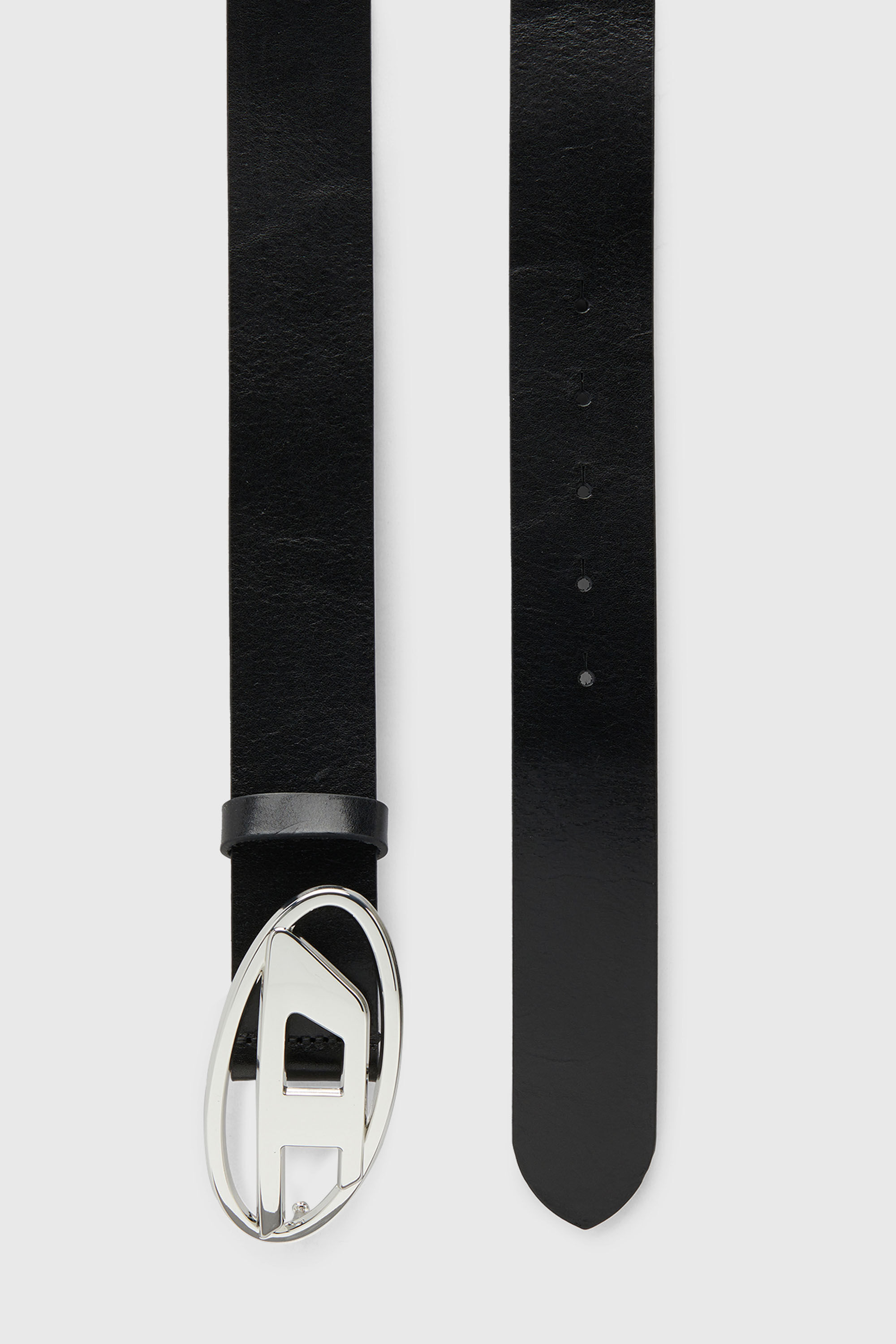 新品 DIESEL ベルト X08727 PR666 H6528 70 B-1DR Woman: leather Belt with silver D logo buckle | Diesel
