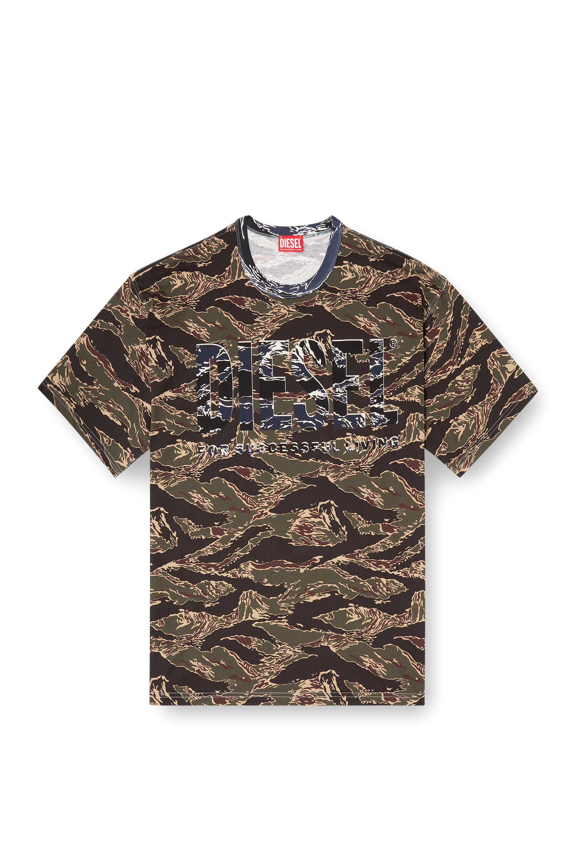 Men's Camo T-shirt with camo logo | Green | Diesel