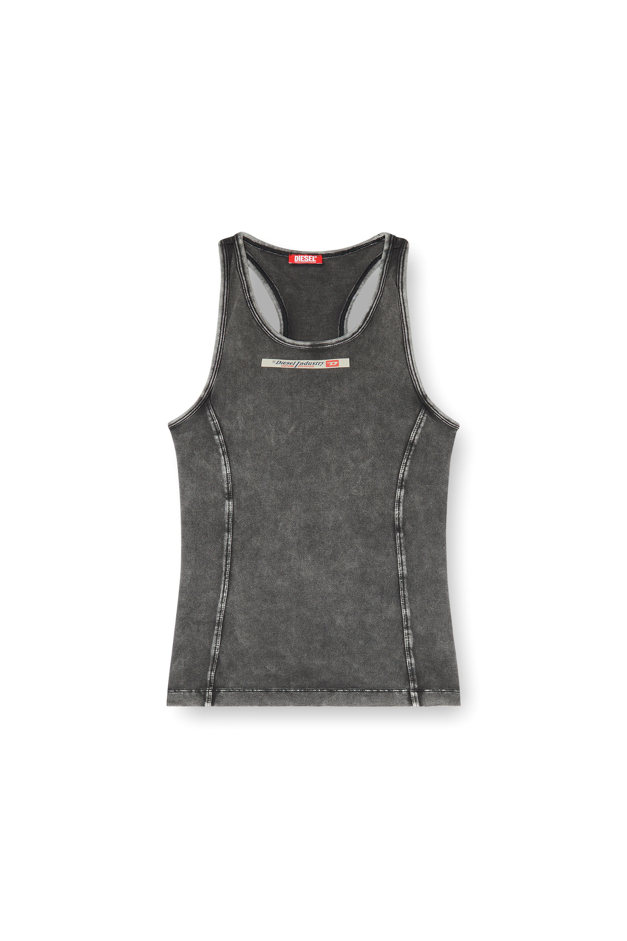 Diesel - IRENE-DNM, Woman's Cotton tank top with treated effect in Dark grey - 6