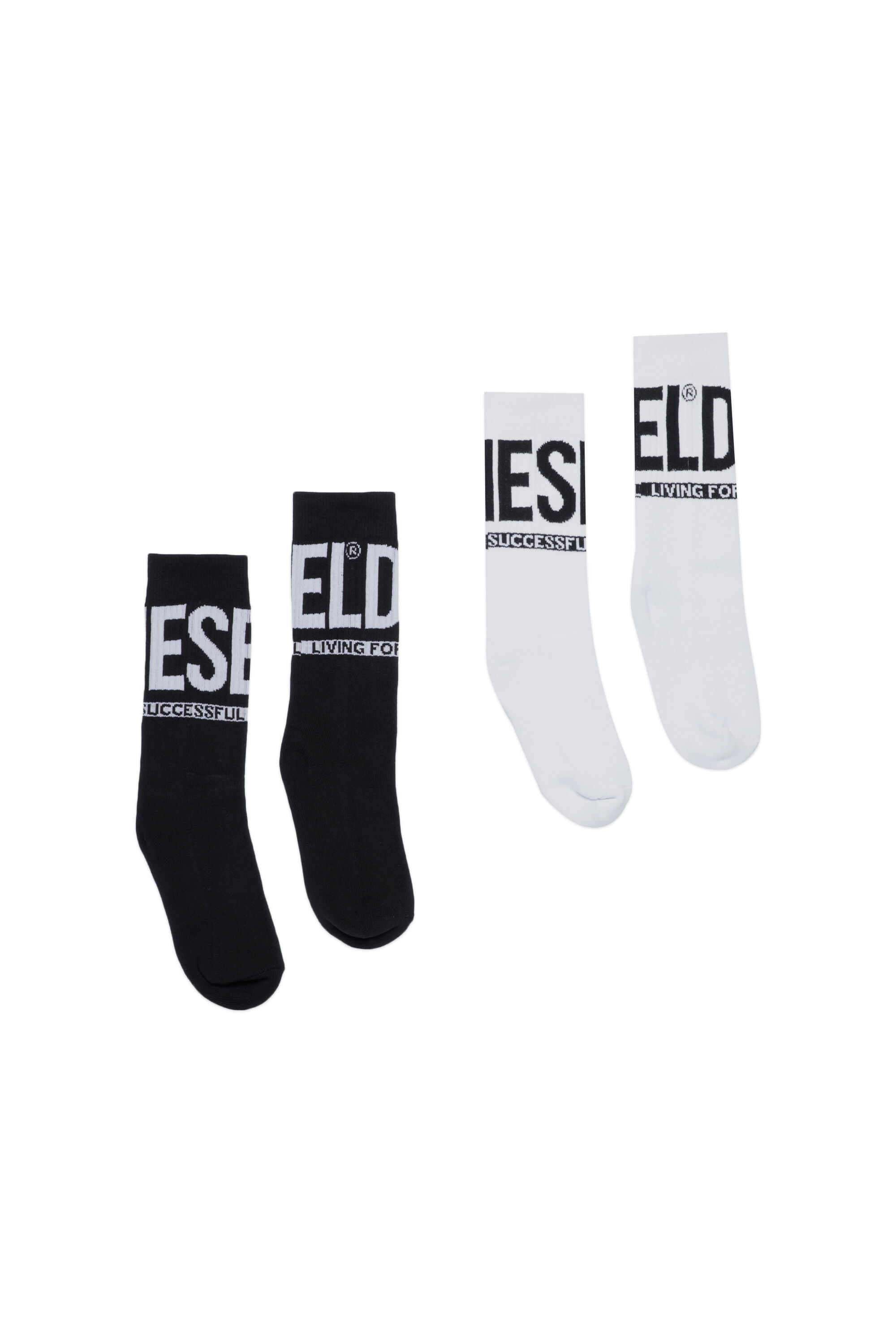 Diesel - SKM-ZRAYBIPACK, Lot de deux paires de chaussettes avec logo Homme in Noir - 1