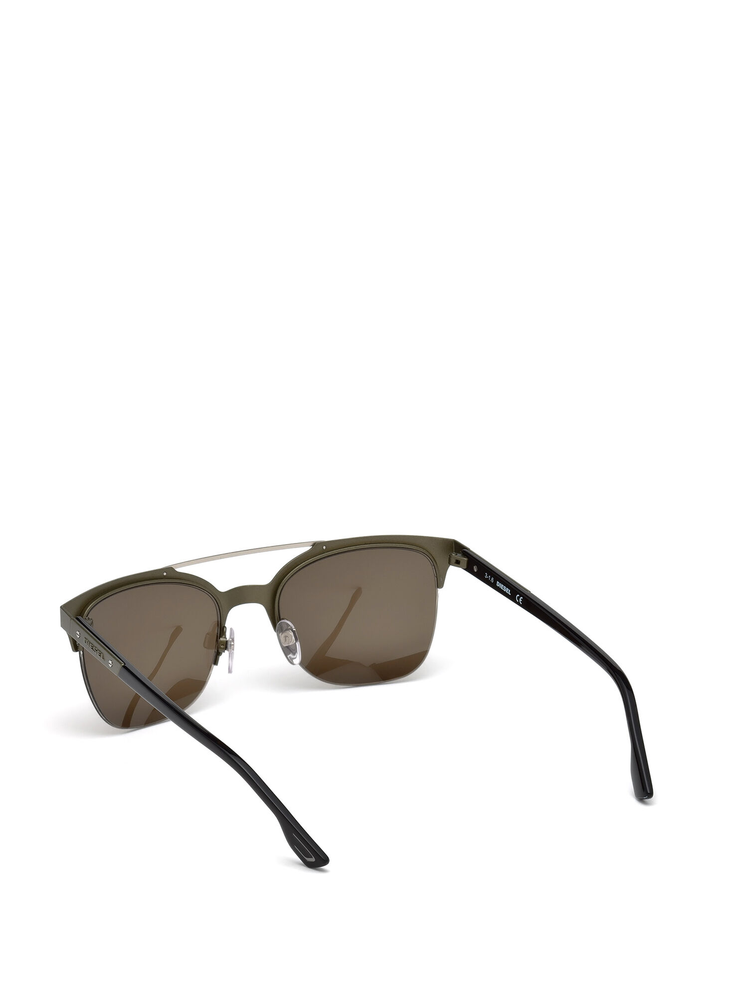 Diesel - DL0215, Male's Square eyewear with metal double bridge in Dark Green - 2