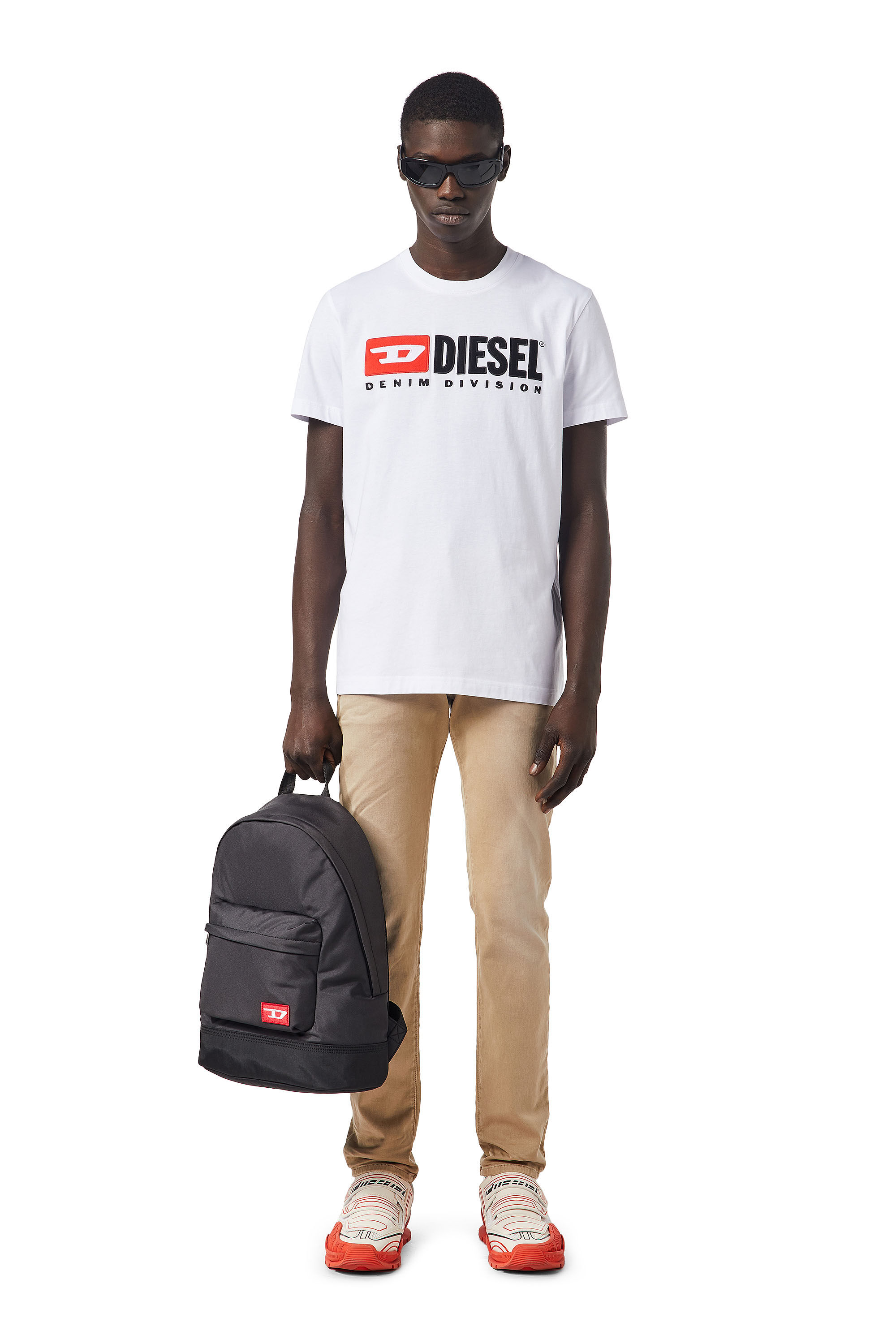 Diesel - T-DIEGOR-DIV, Male's T-shirt with fleece logo in White - 1