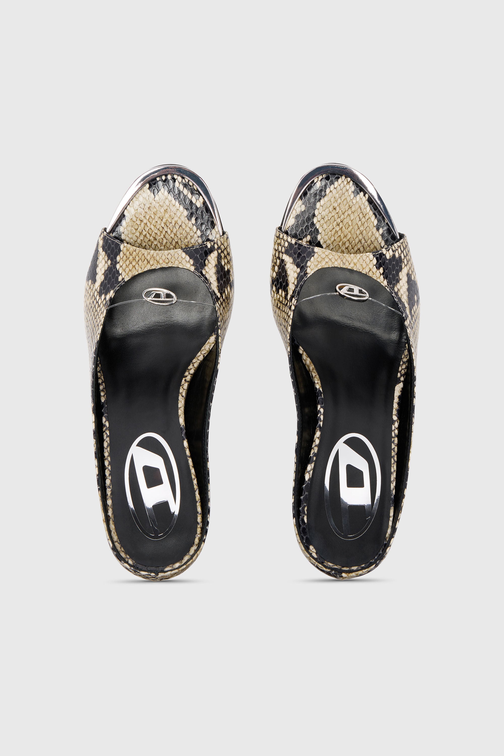 Diesel - D-DIAM'S SA 90, D-Diam&rsquo;s-Mule de cuero alta con lavado oscuro y D Oval flotante Mujer in Multicolor - 4