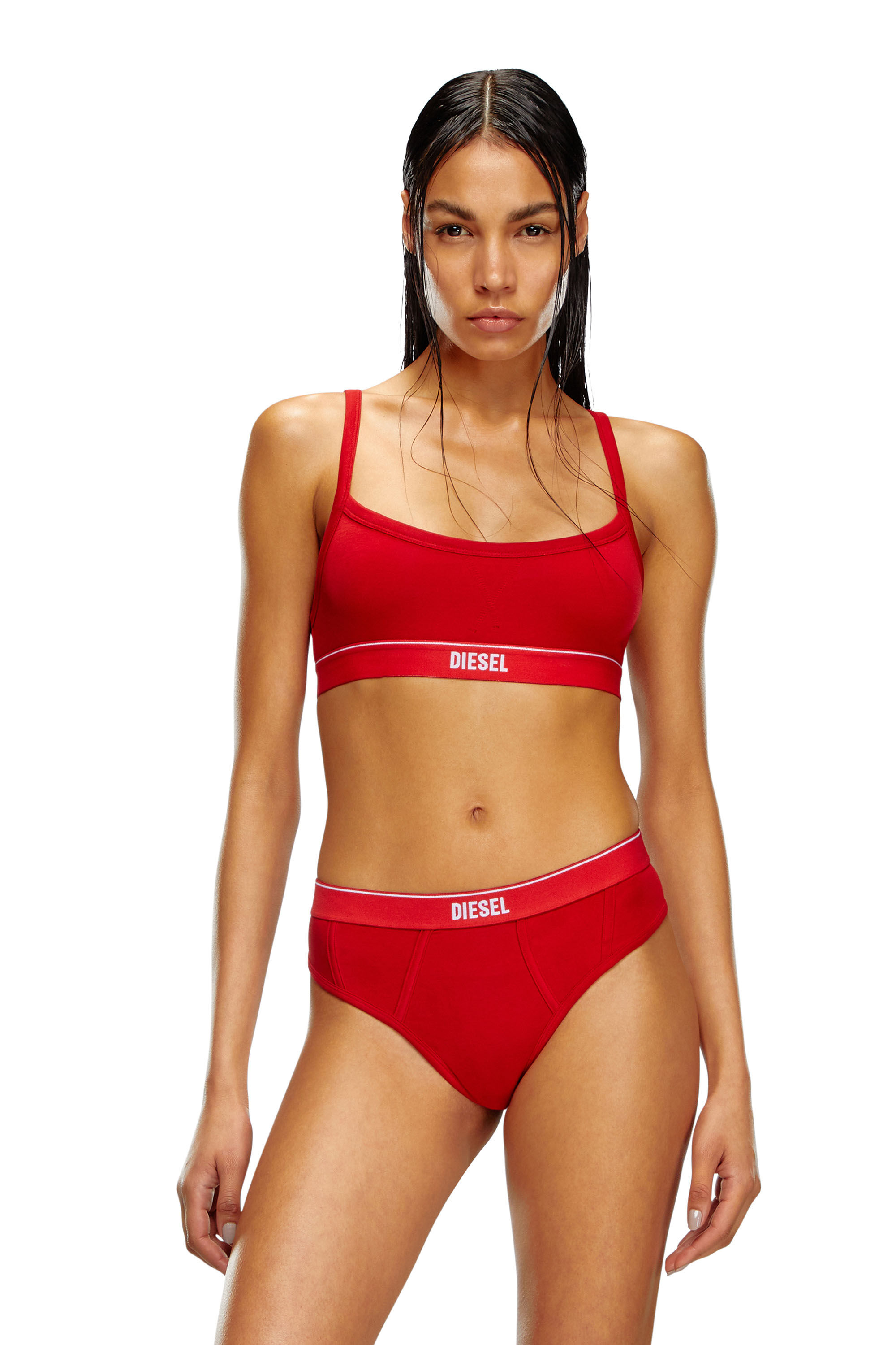 Diesel - UFSB-GRETA, Female's Bralette with logo band in Red - 1