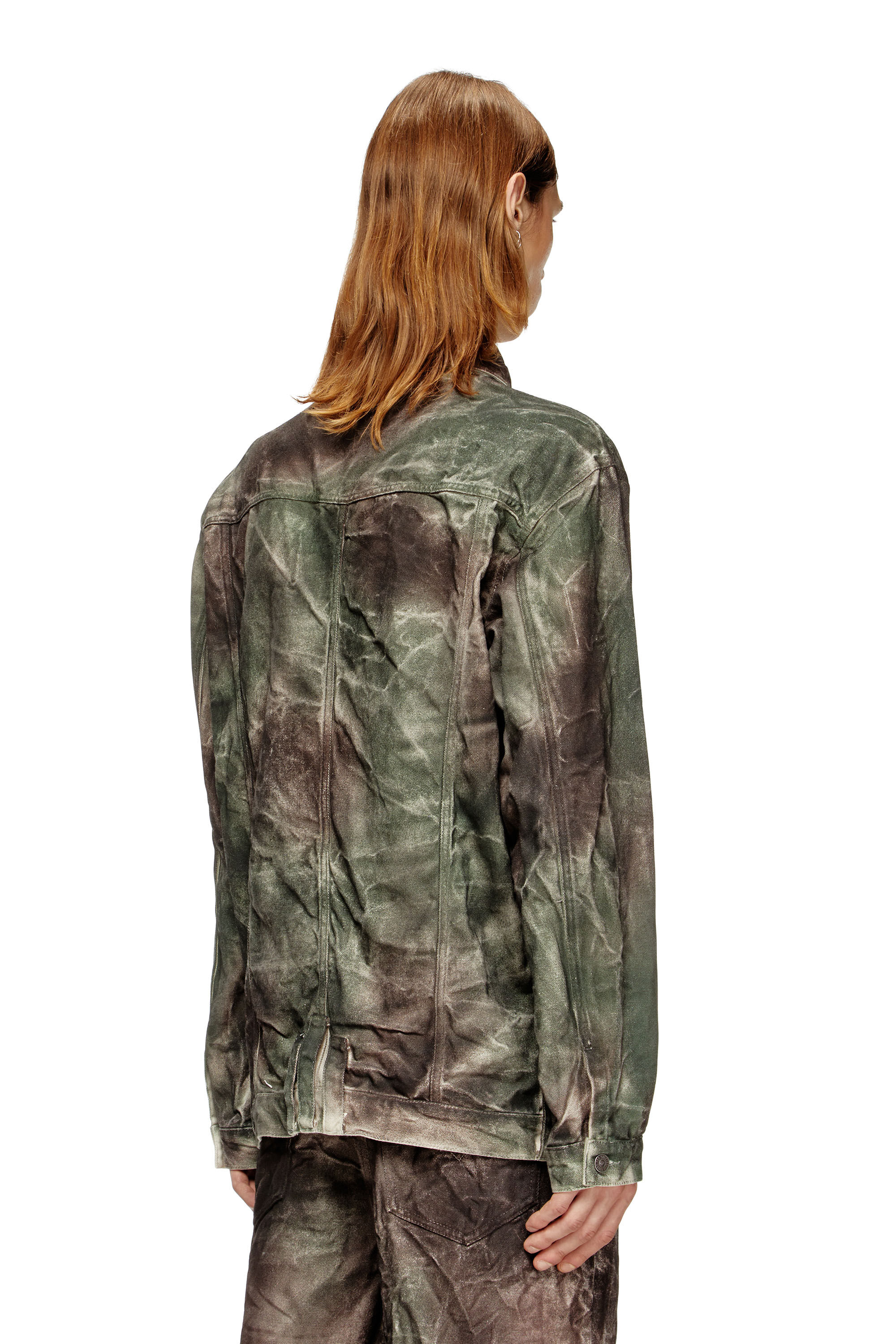 Women's Trucker jacket in crinkled camo canvas | Multicolor | Diesel