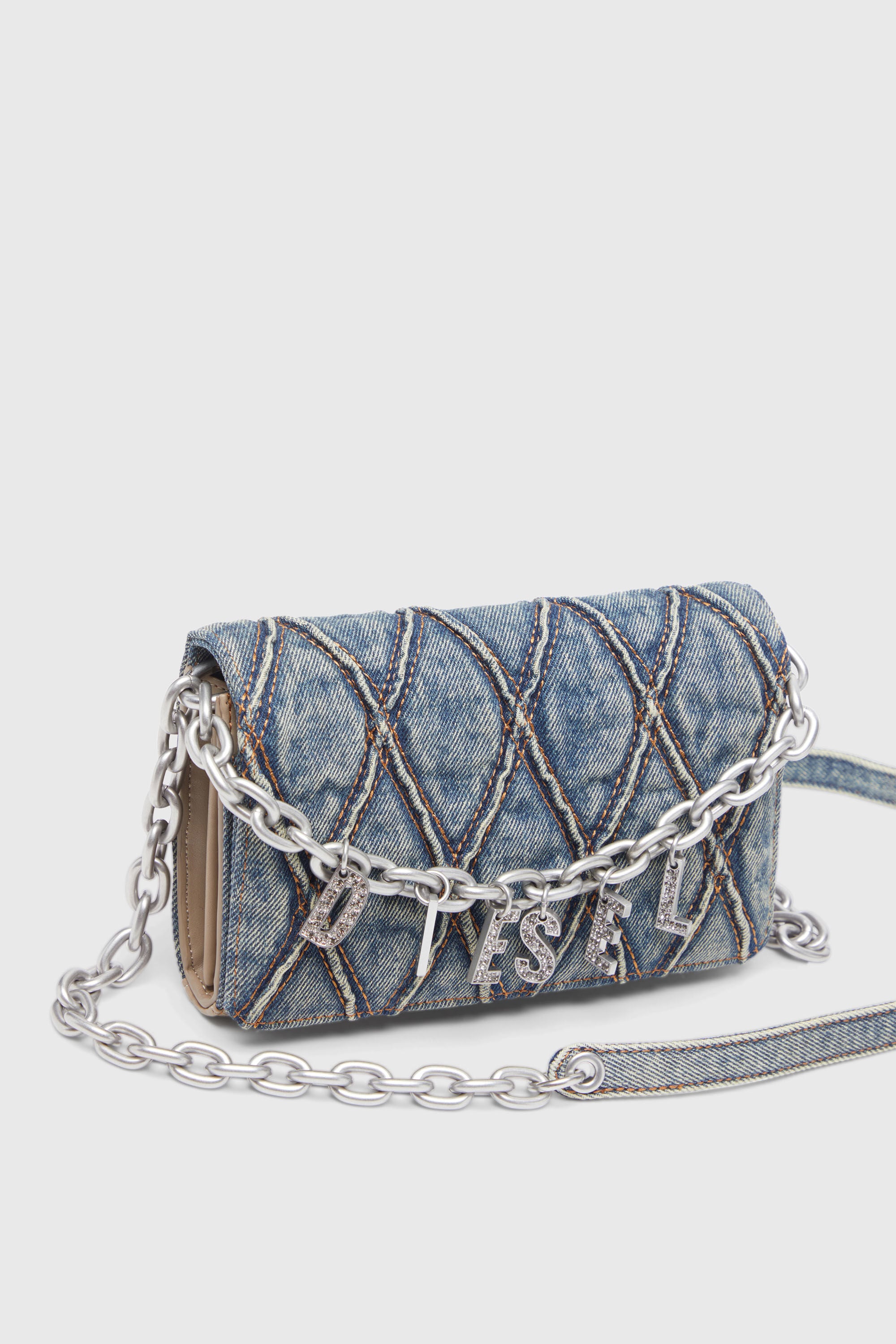 Women's Wallet purse in argyle quilted denim | Blue | Diesel