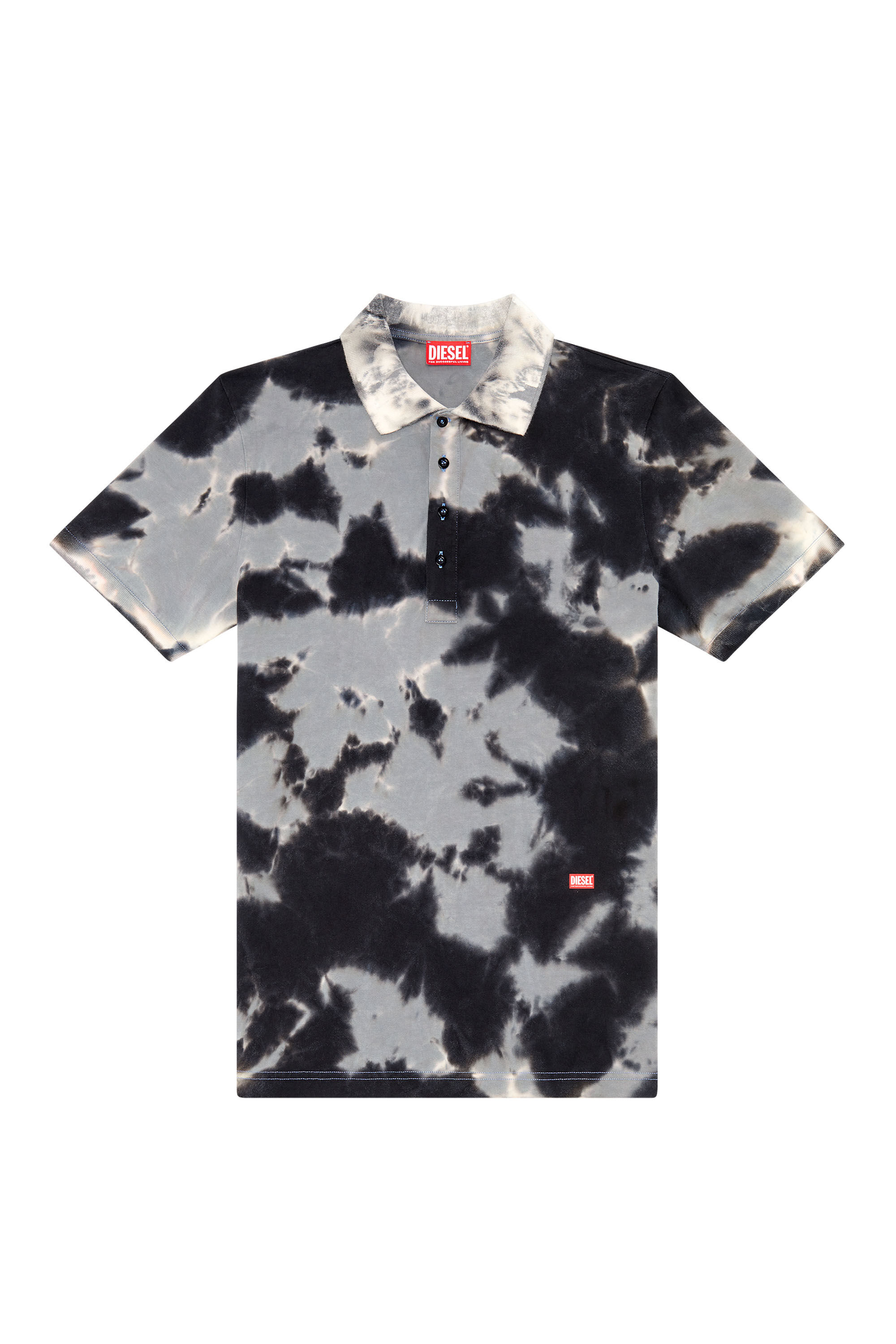 Diesel - T-GIAC, Polo de tejido con efecto tie-dye Hombre in Negro - 1