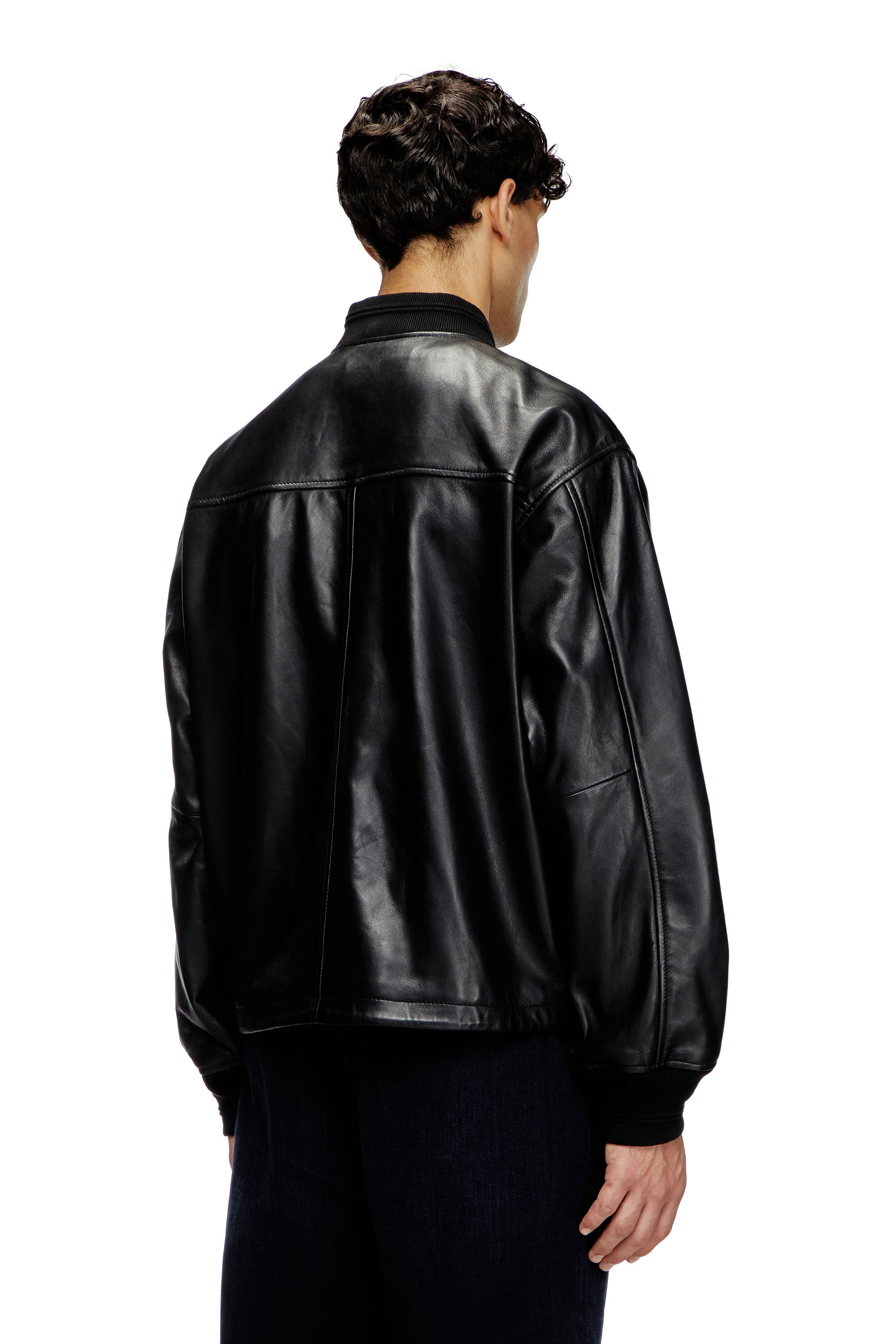 Men's Waxed-leather bomber jacket | Black | Diesel