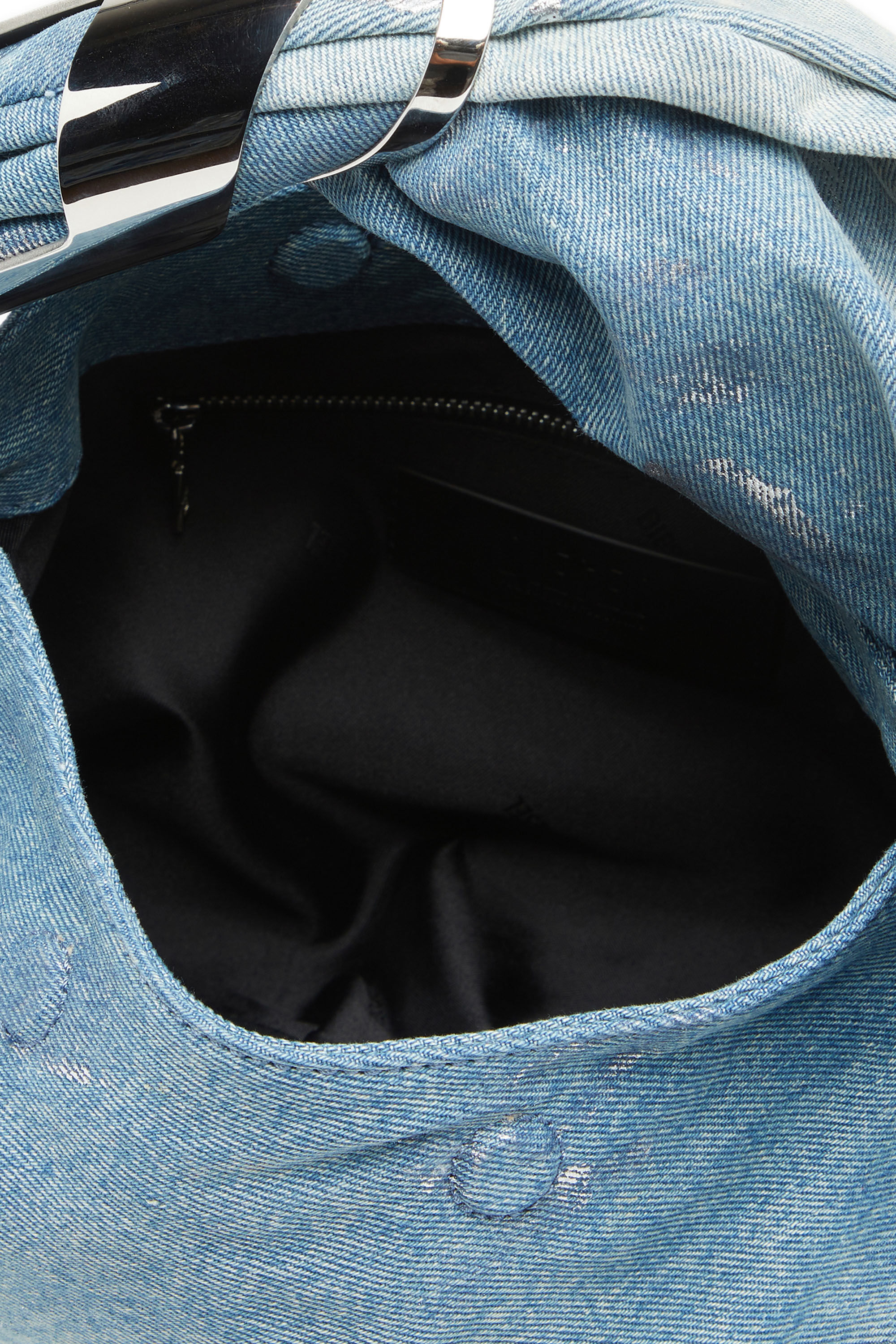Diesel - GRAB-D HOBO S, Female's Grab-D S-Washed denim hobo bag with rolled Oval D in Light Blue - 2