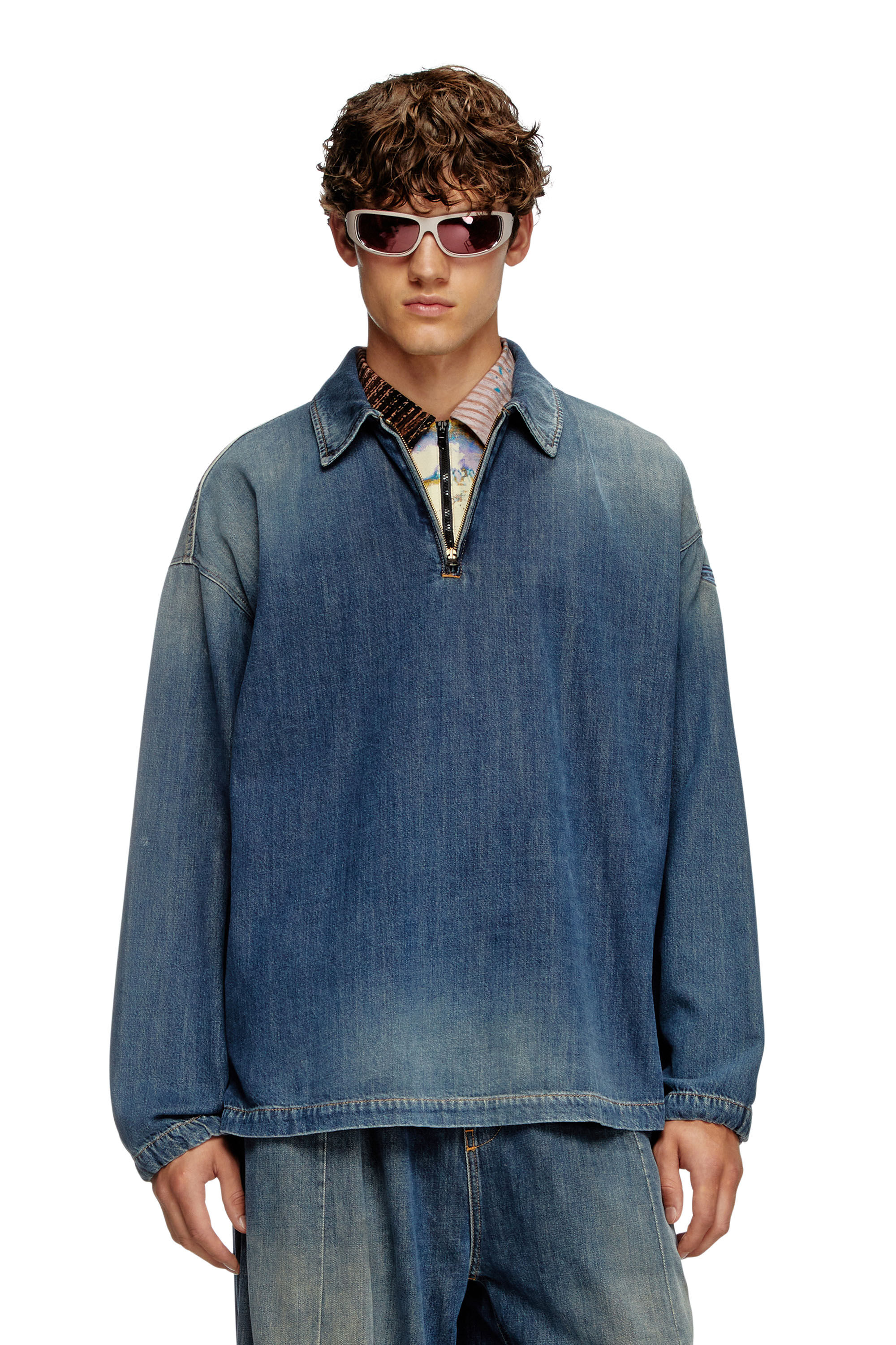 Diesel - D-BRADDY-FSF, Male's Pull-on shirt in light utility denim in Blue - 3