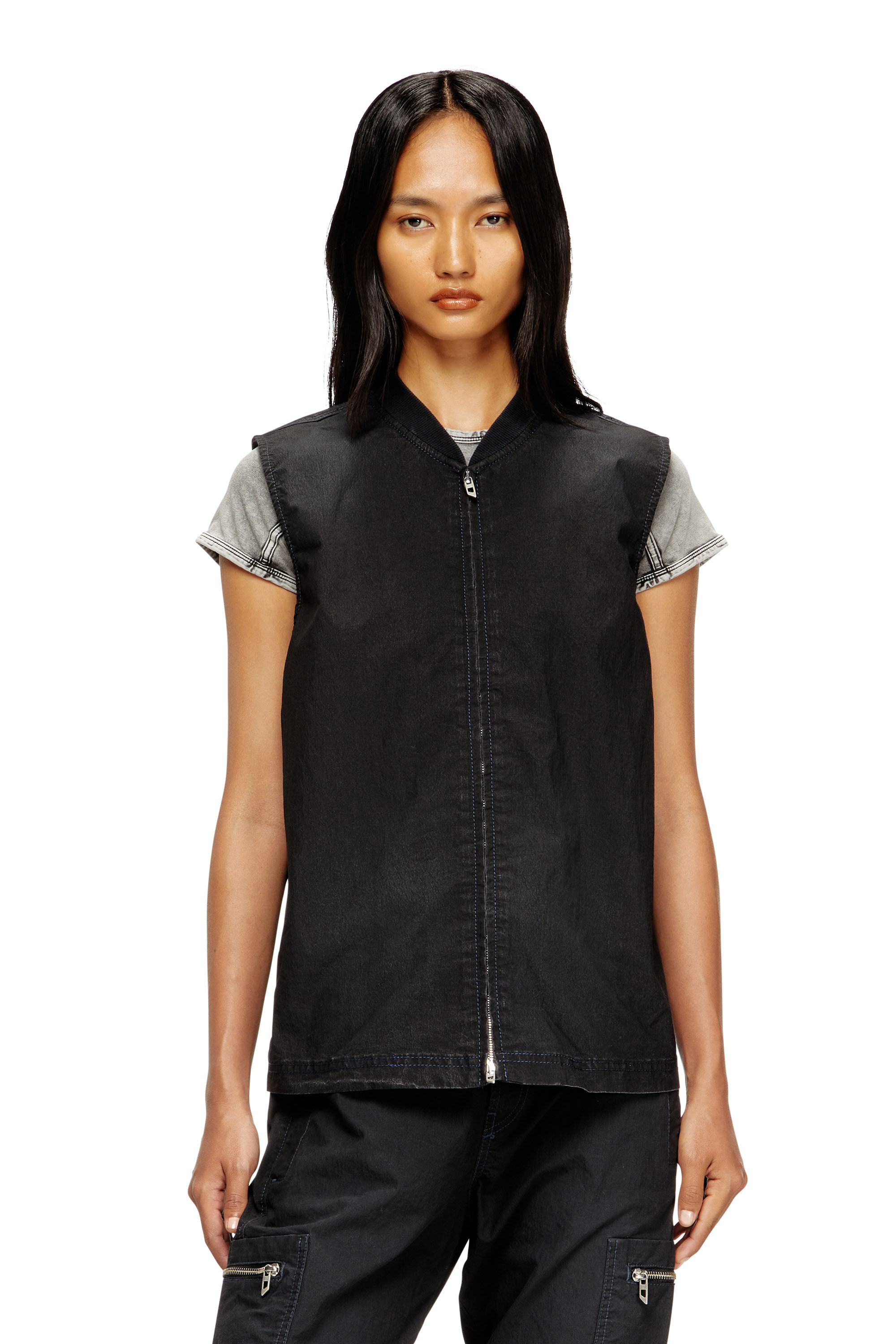 Women's Sleeveless technical JoggJeans vest | Black | Diesel