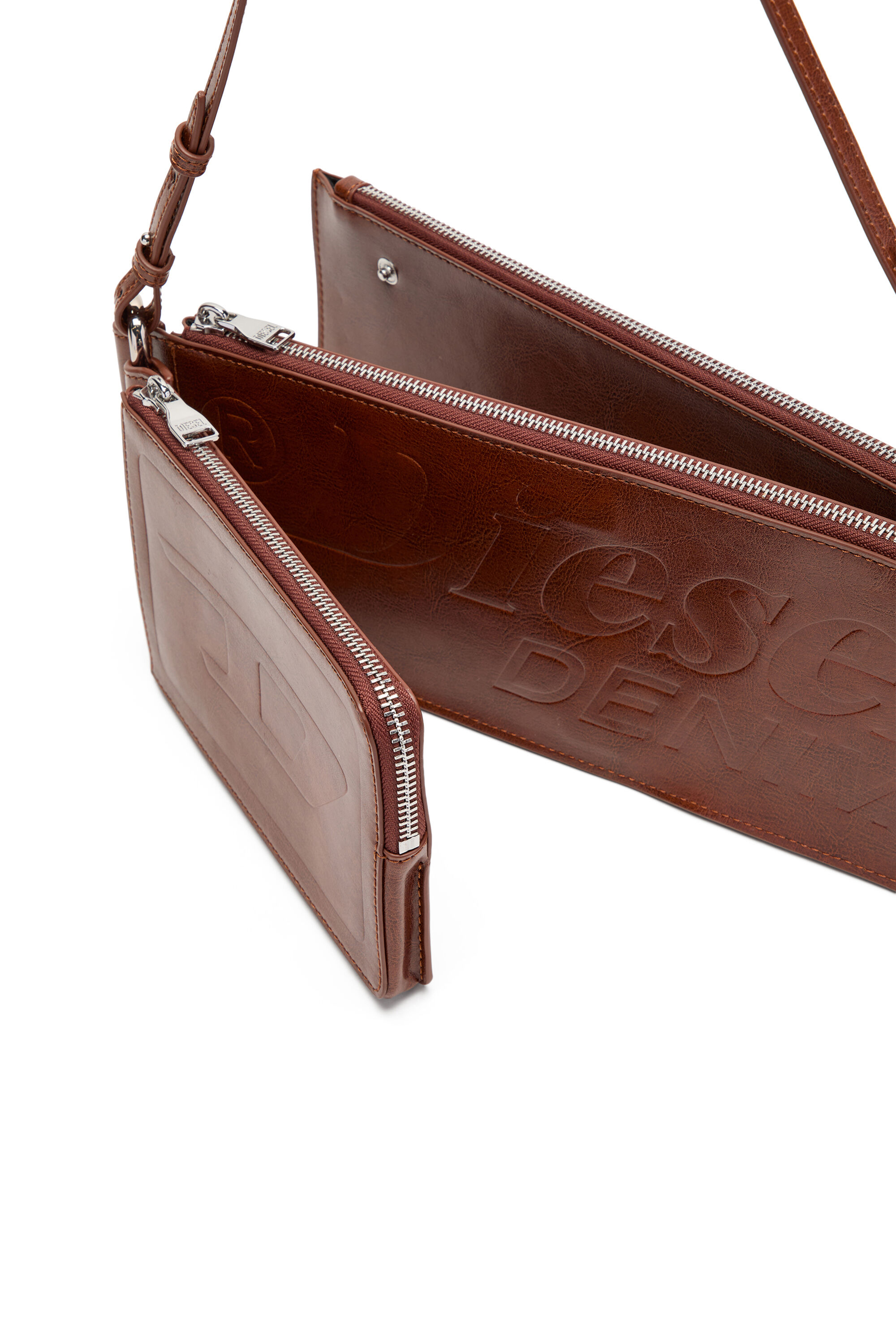 ディーゼル DIESEL ボディバッグ　y2k ブラウン Women's Flag-D-Modular logo-embossed shoulder bag | Brown | Diesel