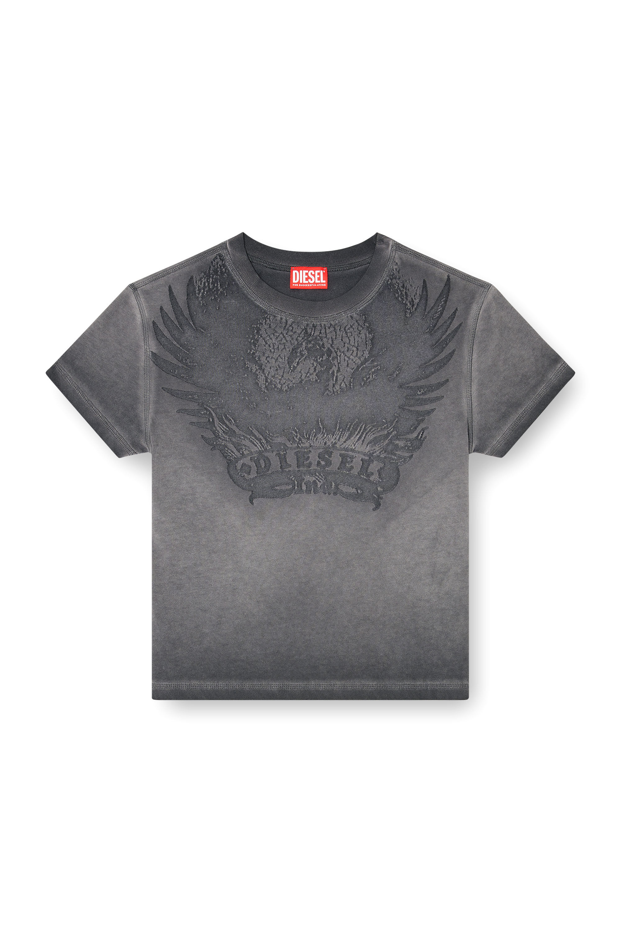 Diesel - T-ILA-AA7, T-shirt slim avec d&eacute;vor&eacute; Phoenix Femme in Gris - 2