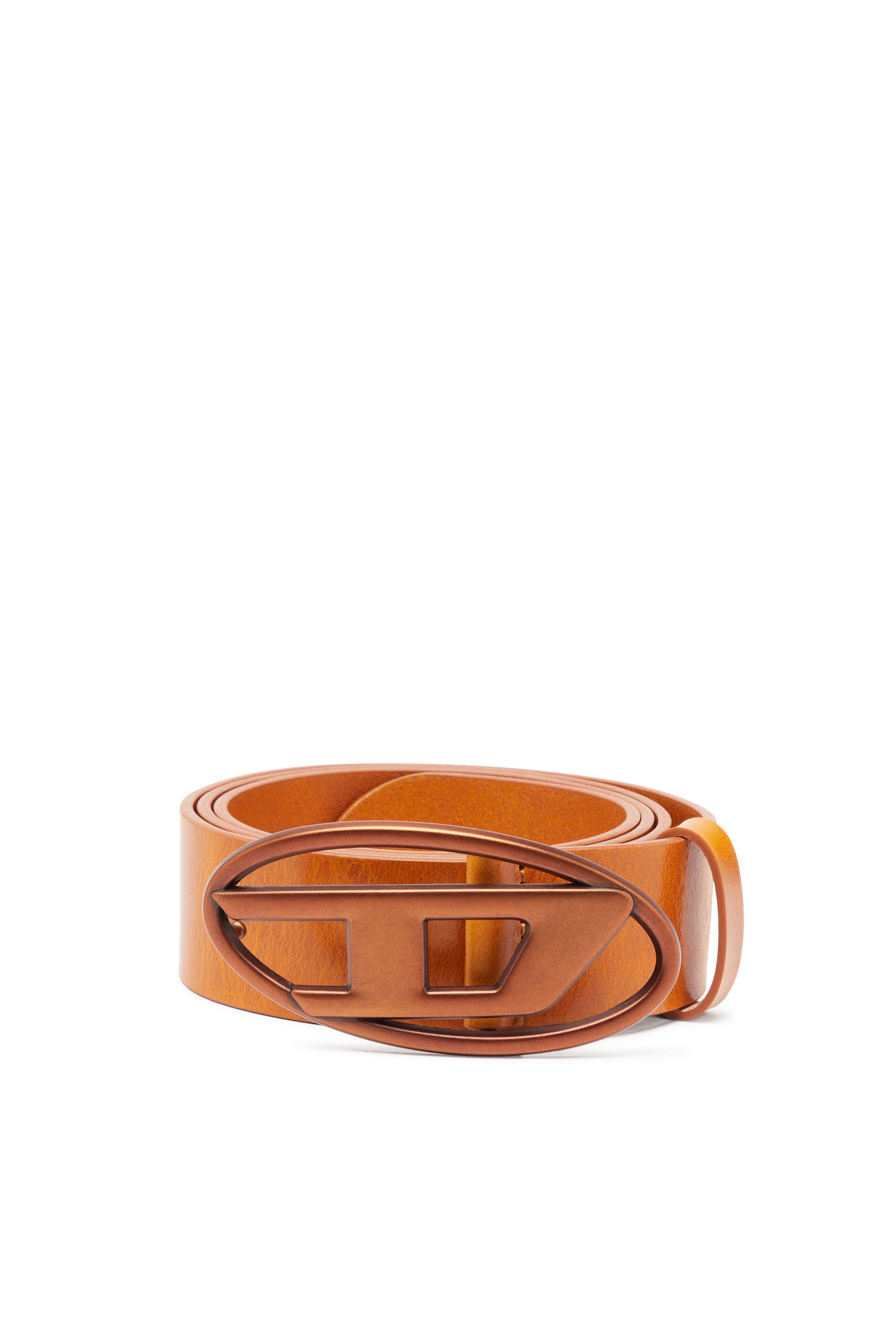 Diesel - B-1DR, Unisex's 3.9cm leather belt with tonal buckle in Orange - 1