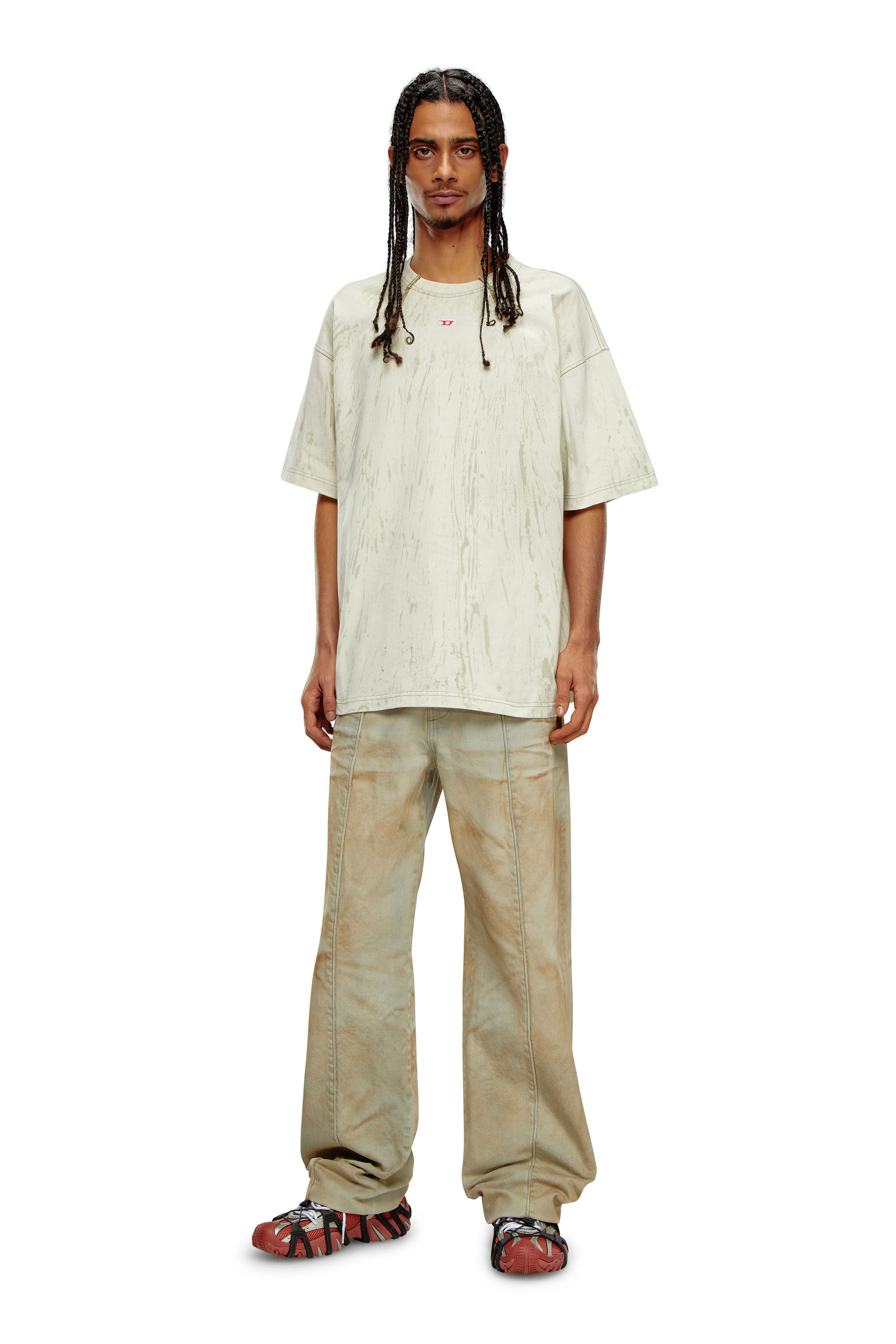 Diesel - T-COS, Male's T-shirt in plaster effect jersey in White - 1
