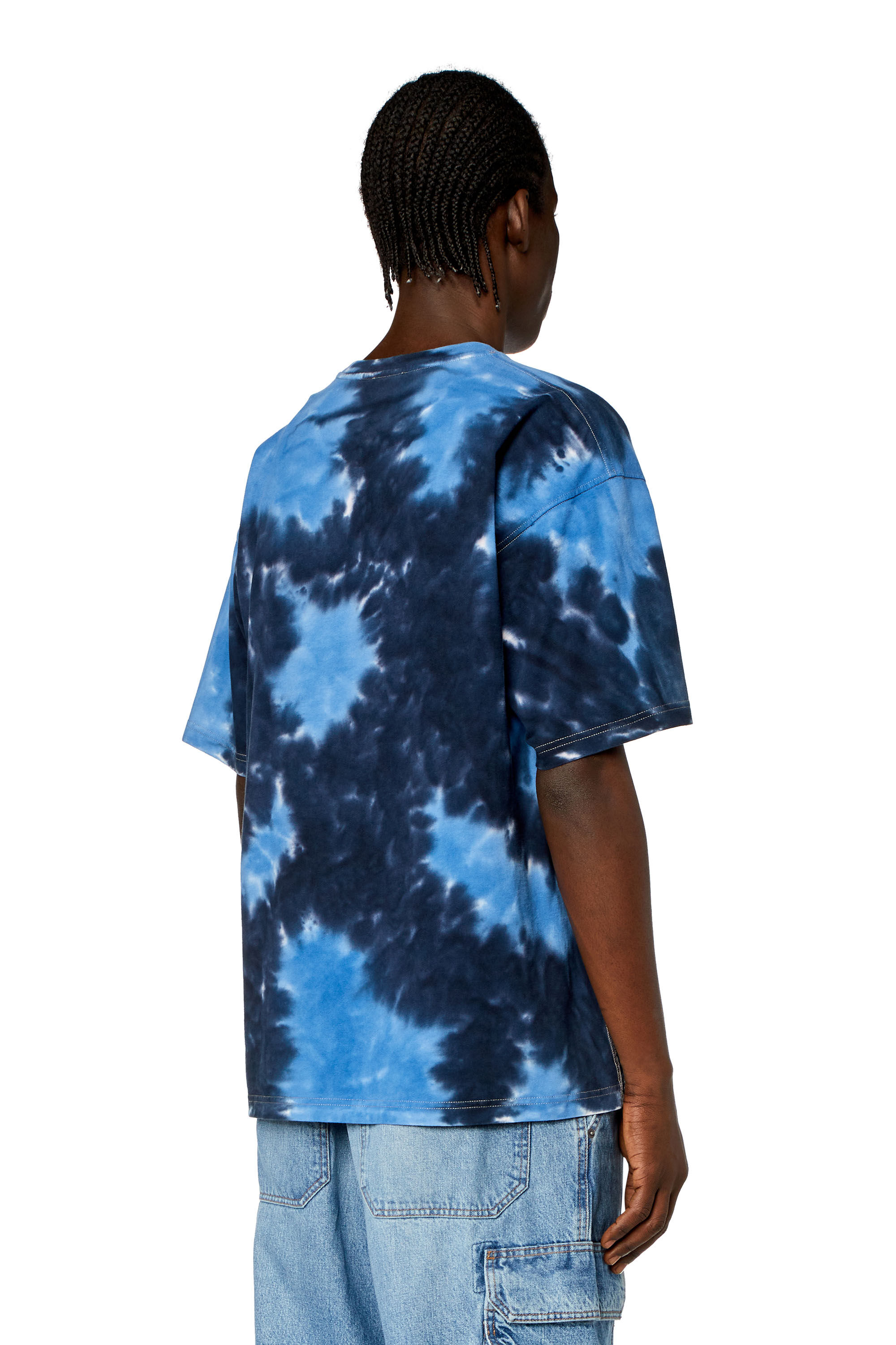 Diesel - T-BOXT-N15, Male's T-shirt in tie-dye jersey in Blue - 3