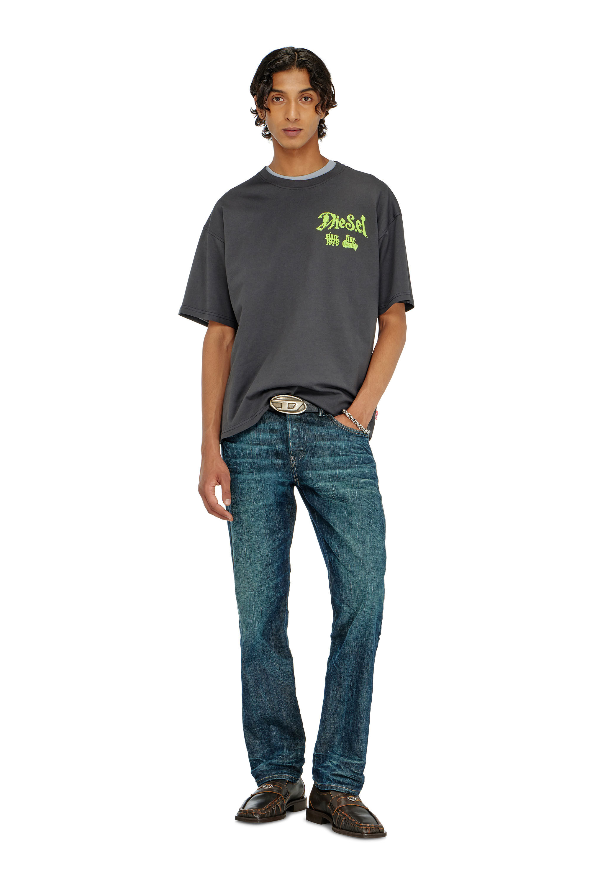 Diesel - T-BOXT-AA2, T-shirt en coton avec motif floqu&eacute; Homme in Gris - 1