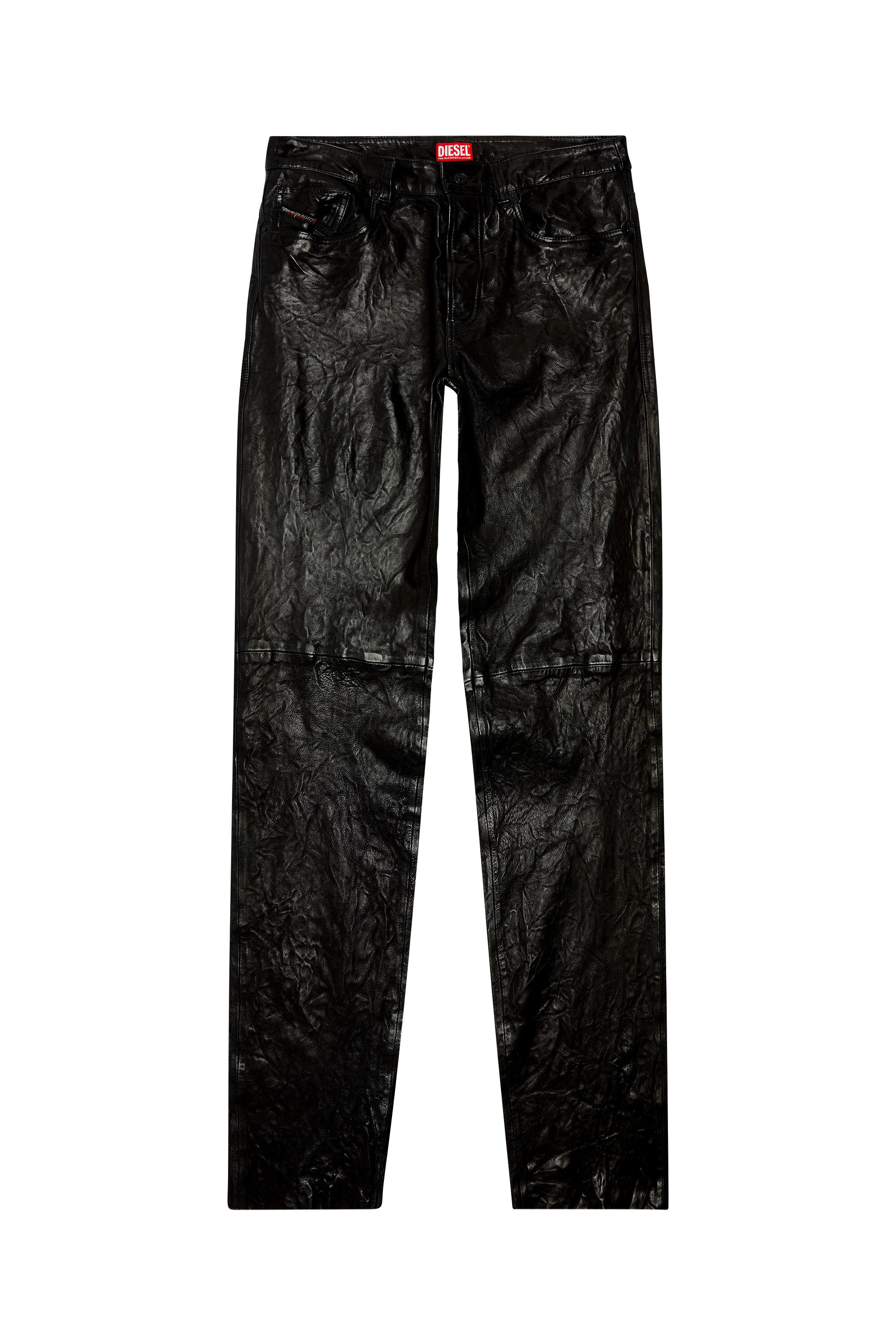 Diesel - P-MACS-LTH, Pantalon en cuir ciré texturé Homme in Noir - 2