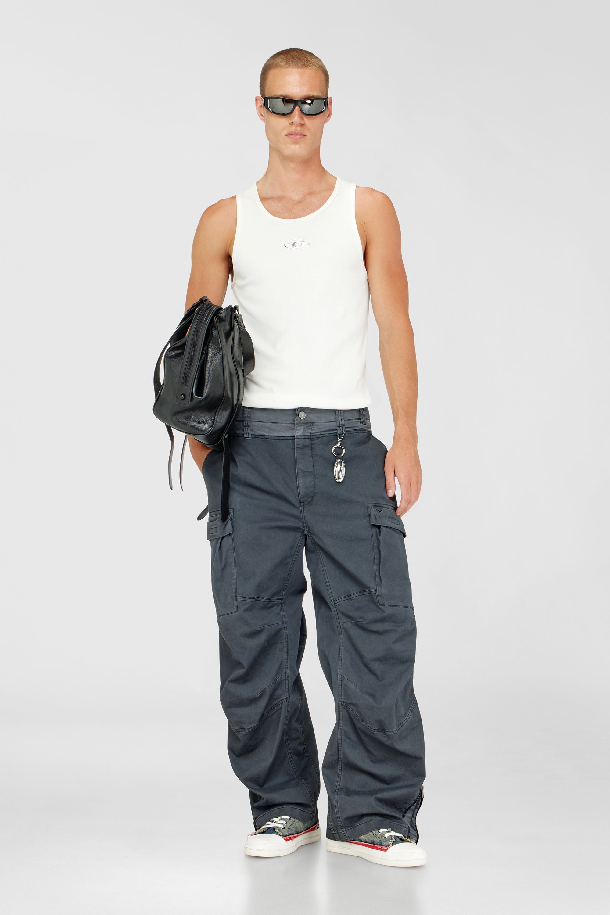 Men's Cotton tank top with logo | White | Diesel US