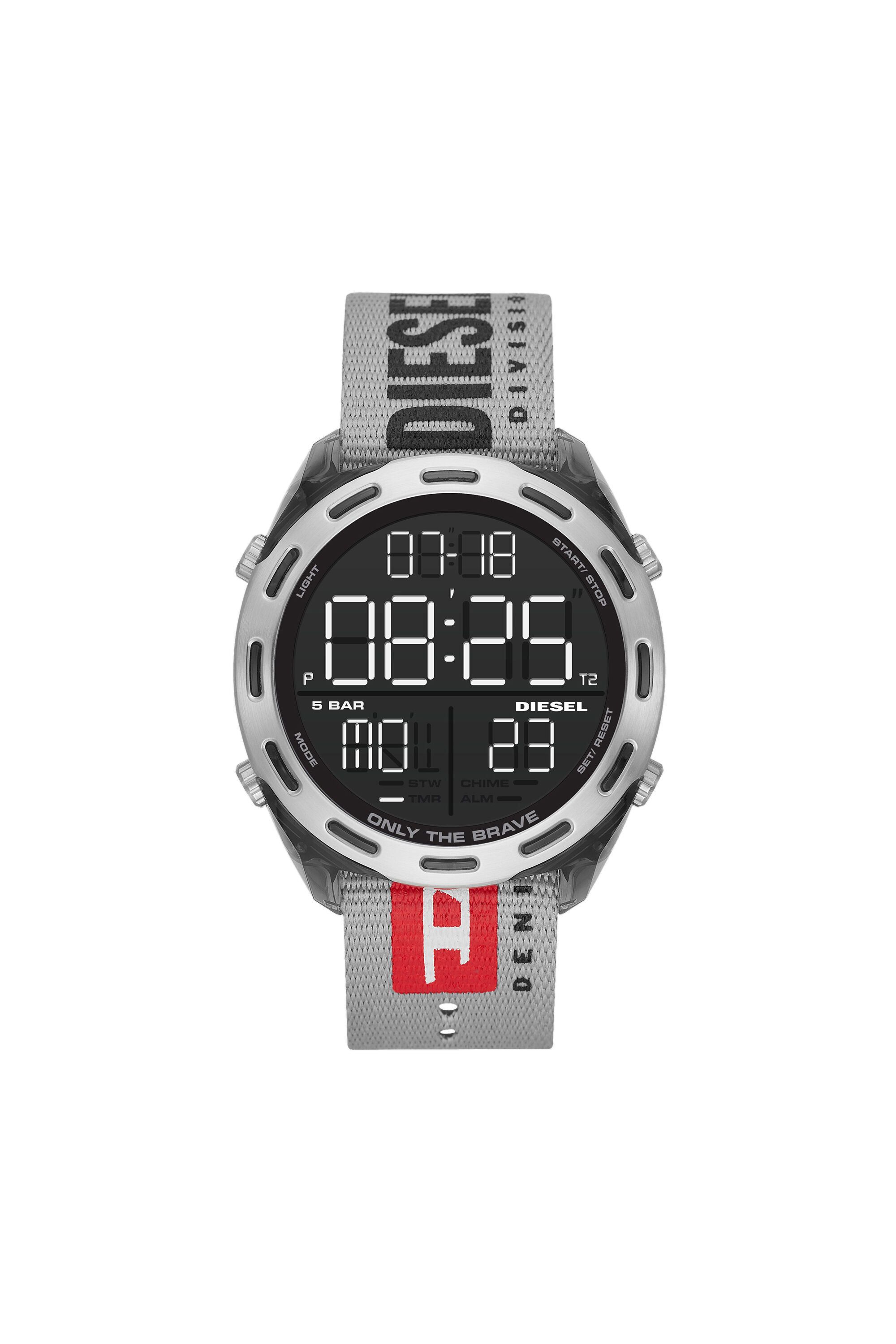 Diesel - DZ1894, Crusher montre numérique en nylon gris Homme in Gris - 1