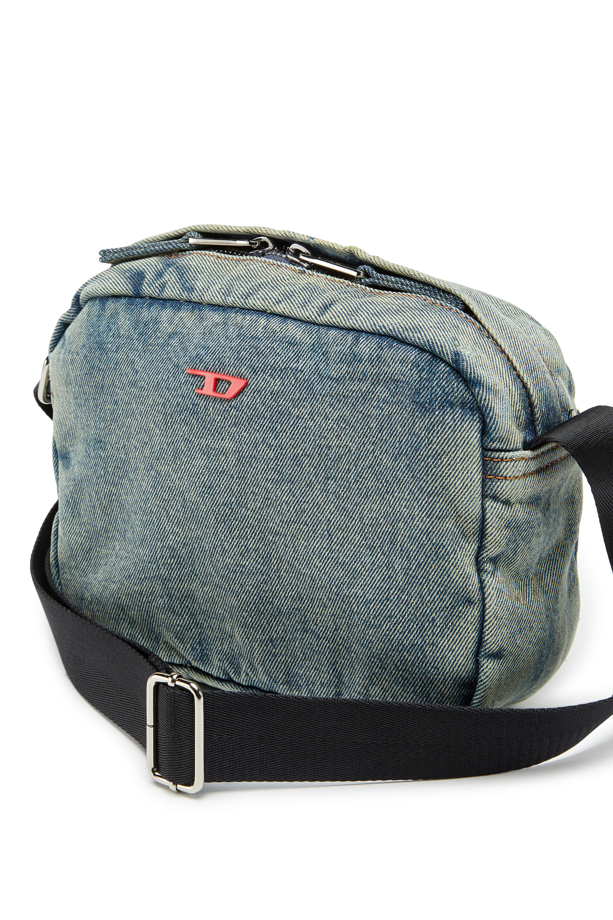 Diesel - RAVE CAMERA BAG X, Rave-Sac caméra en denim solarisé Homme in Bleu - 5