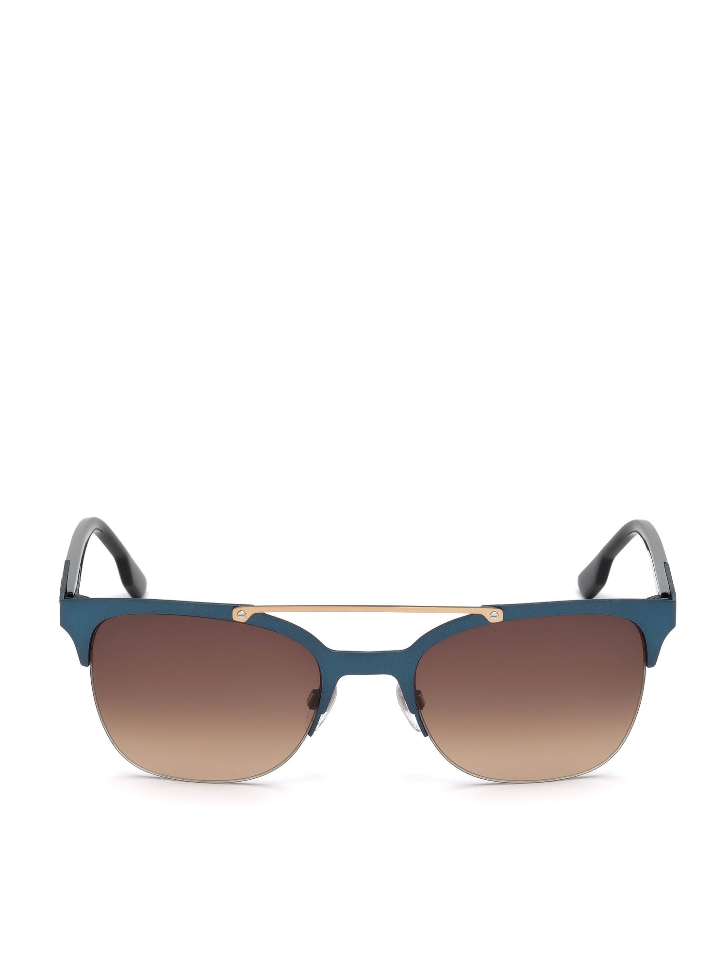 Diesel - DL0215, Gafas cuadradas de doble puente de metal Hombre in Azul marino - 1