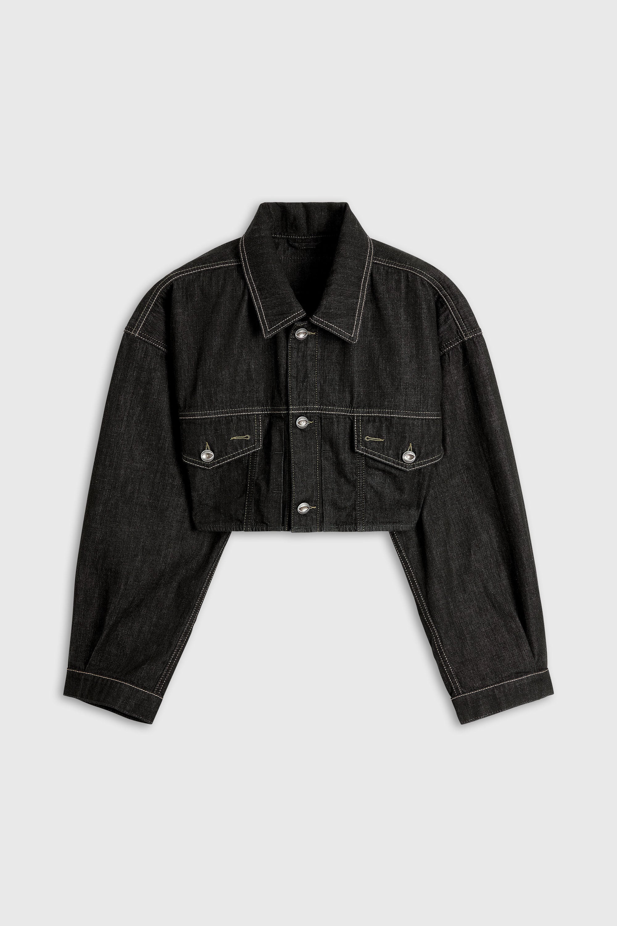 Diesel - DE-MALLEY, Female's Oversized cropped trucker jacket in rinse denim in Black - 2