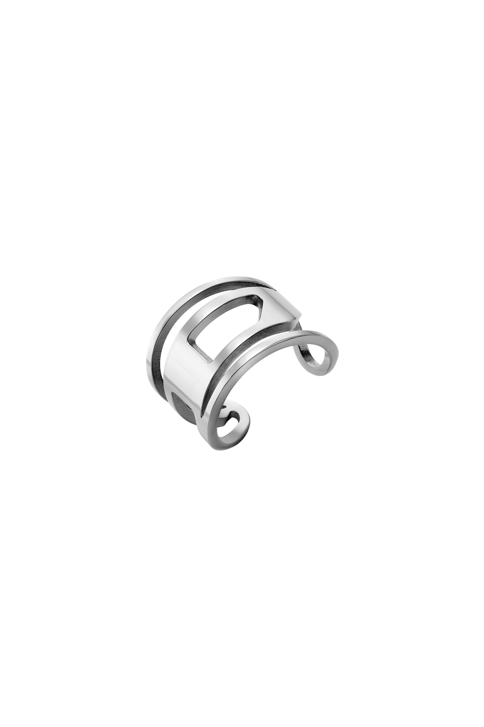 DIESEL ステンレススチール製バンドリング Women's Stainless Steel Band Ring | Silver | Diesel