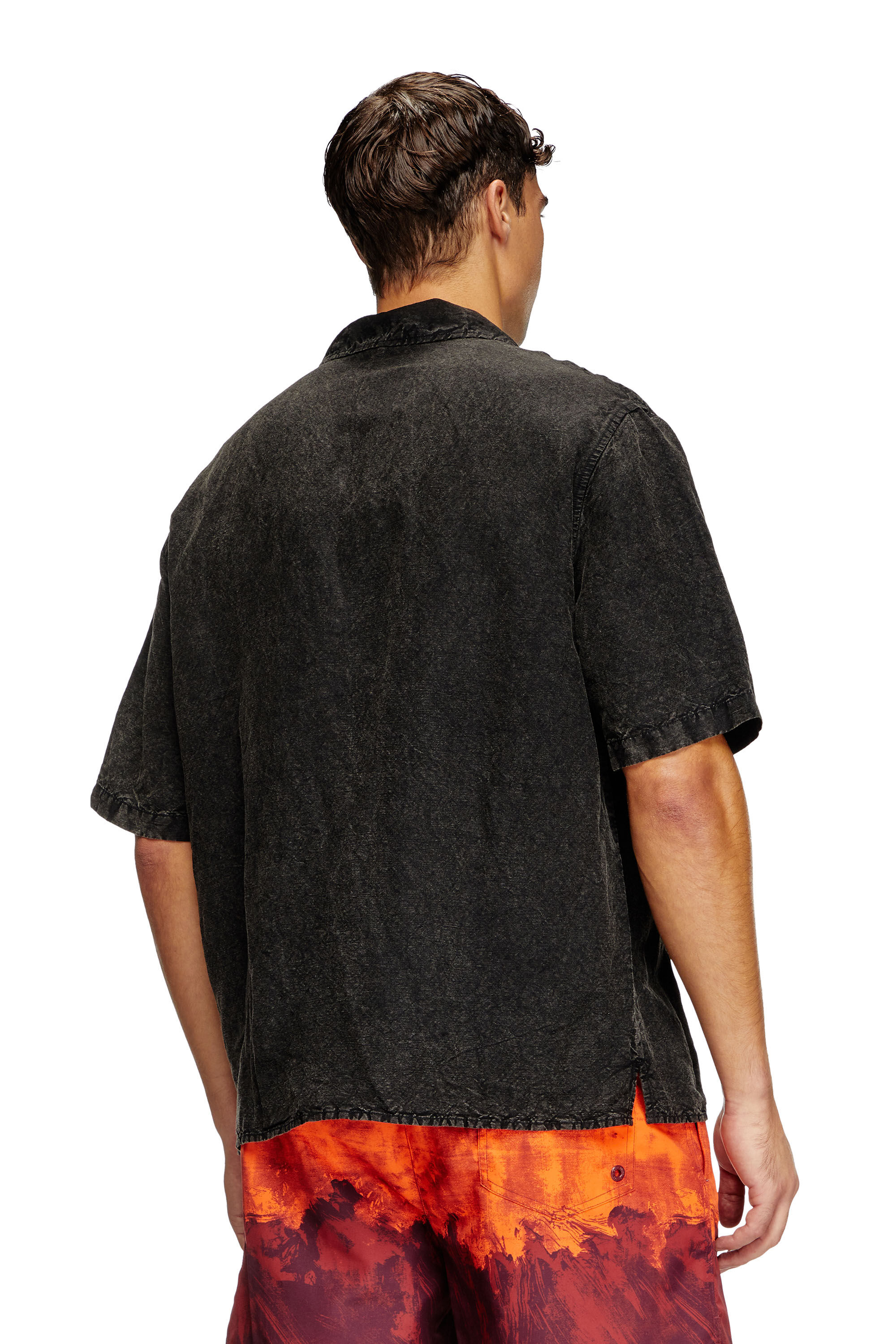 Men's Beach shirt in linen blend | Black | Diesel US