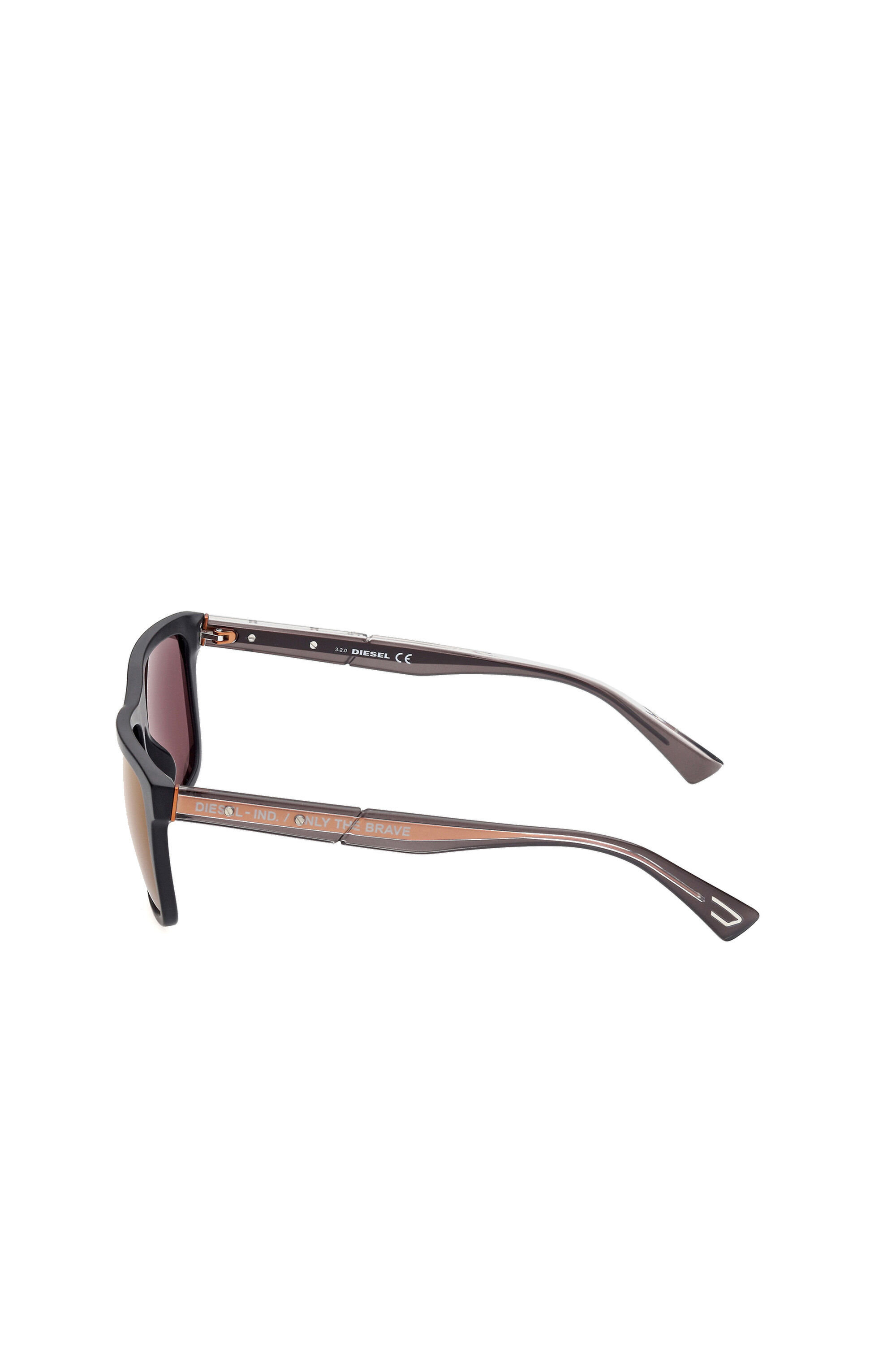 Diesel - DL0349, Man's Easy to wear sunglasses with crystal injected temples in Black/Red - 3