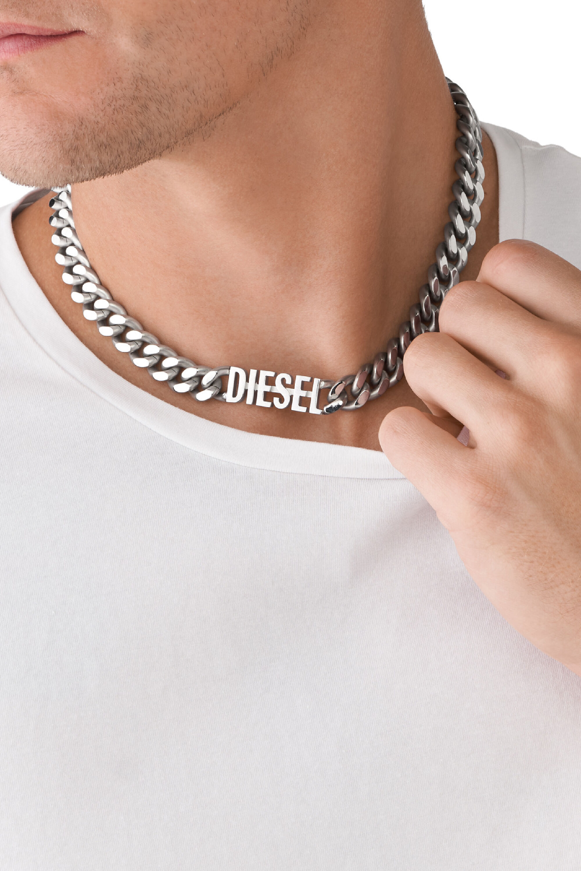 Diesel - DX1388, Male's Stainless steel choker necklace in Silver - 3