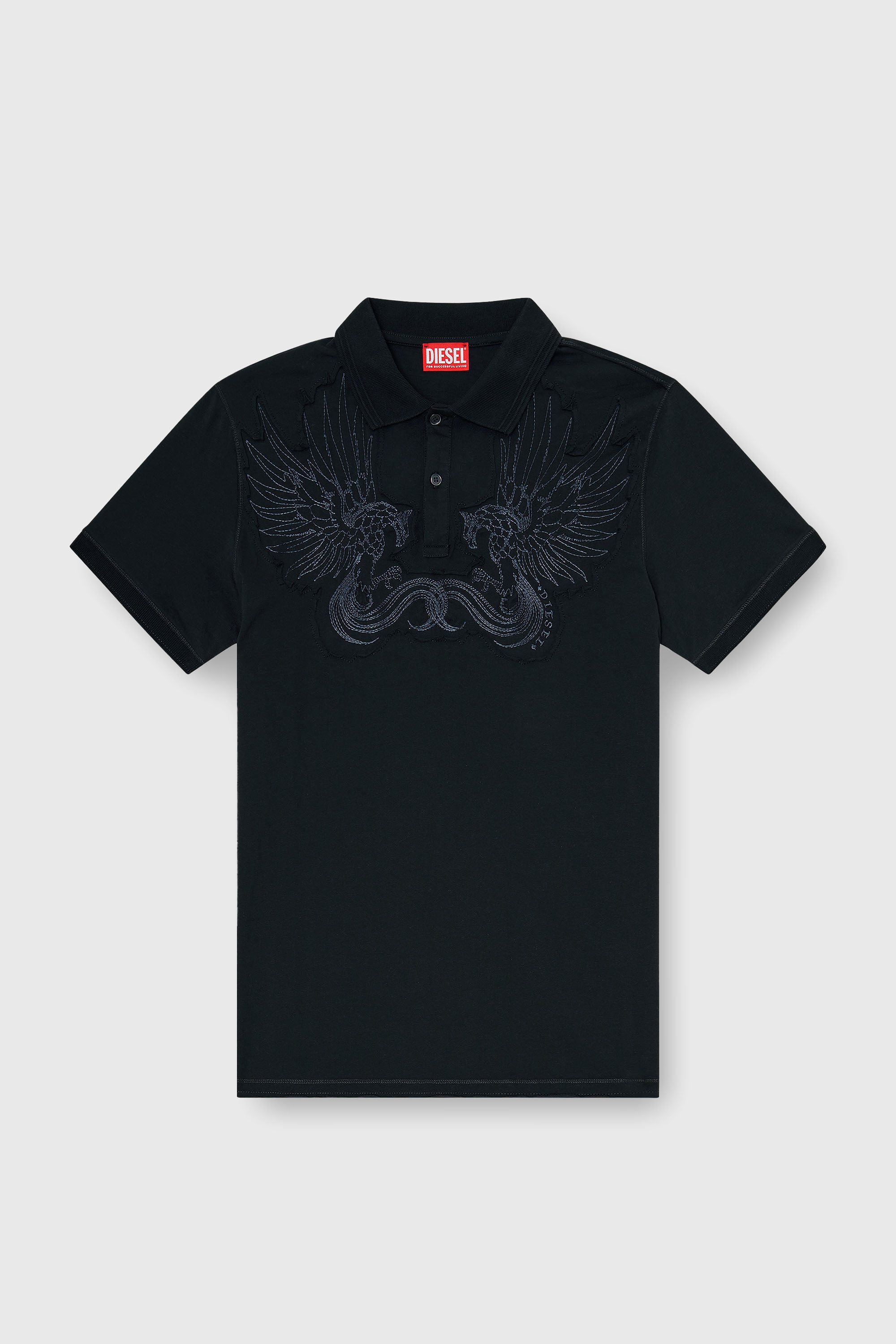 Diesel - T-PHEN, Polo en coton avec patch brod&eacute; Homme in Noir - 2