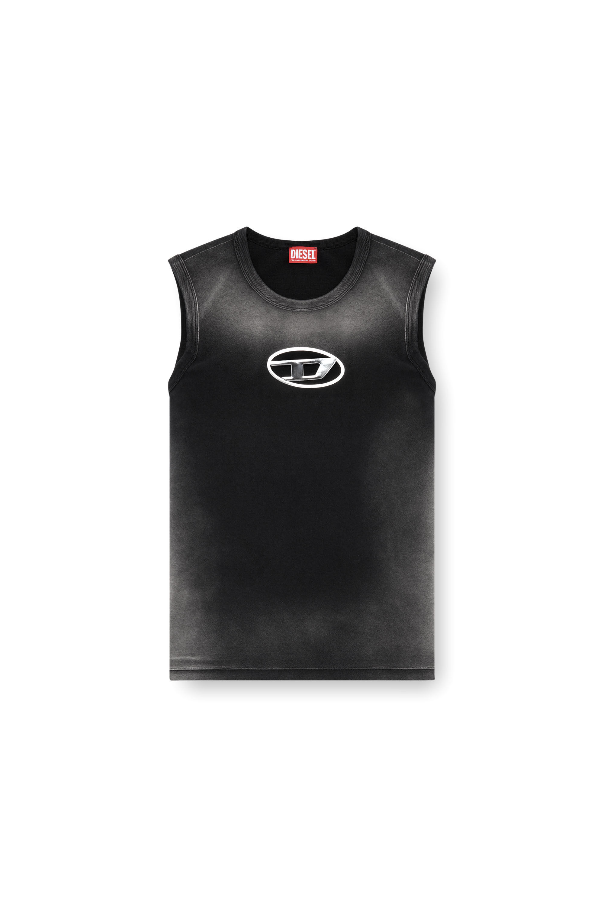 トップス DIESEL Faded tank top with puffy Oval D Men's Faded tank top with puffy Oval D | Black | Diesel