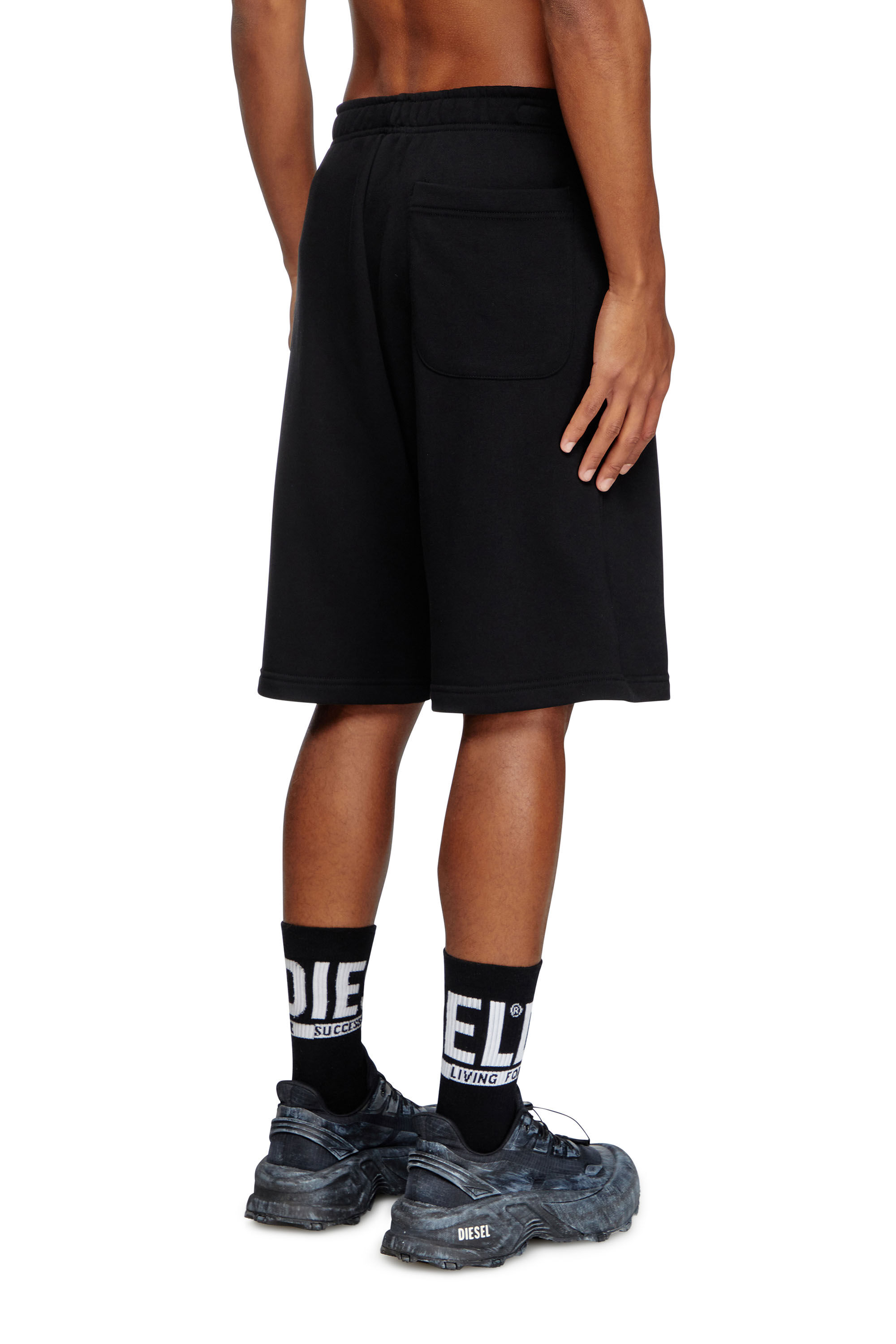 ウェア bIhle Oval Logo Single Pocket Zip Shorts Men's Sweat shorts with silver Oval D | Black | Diesel US
