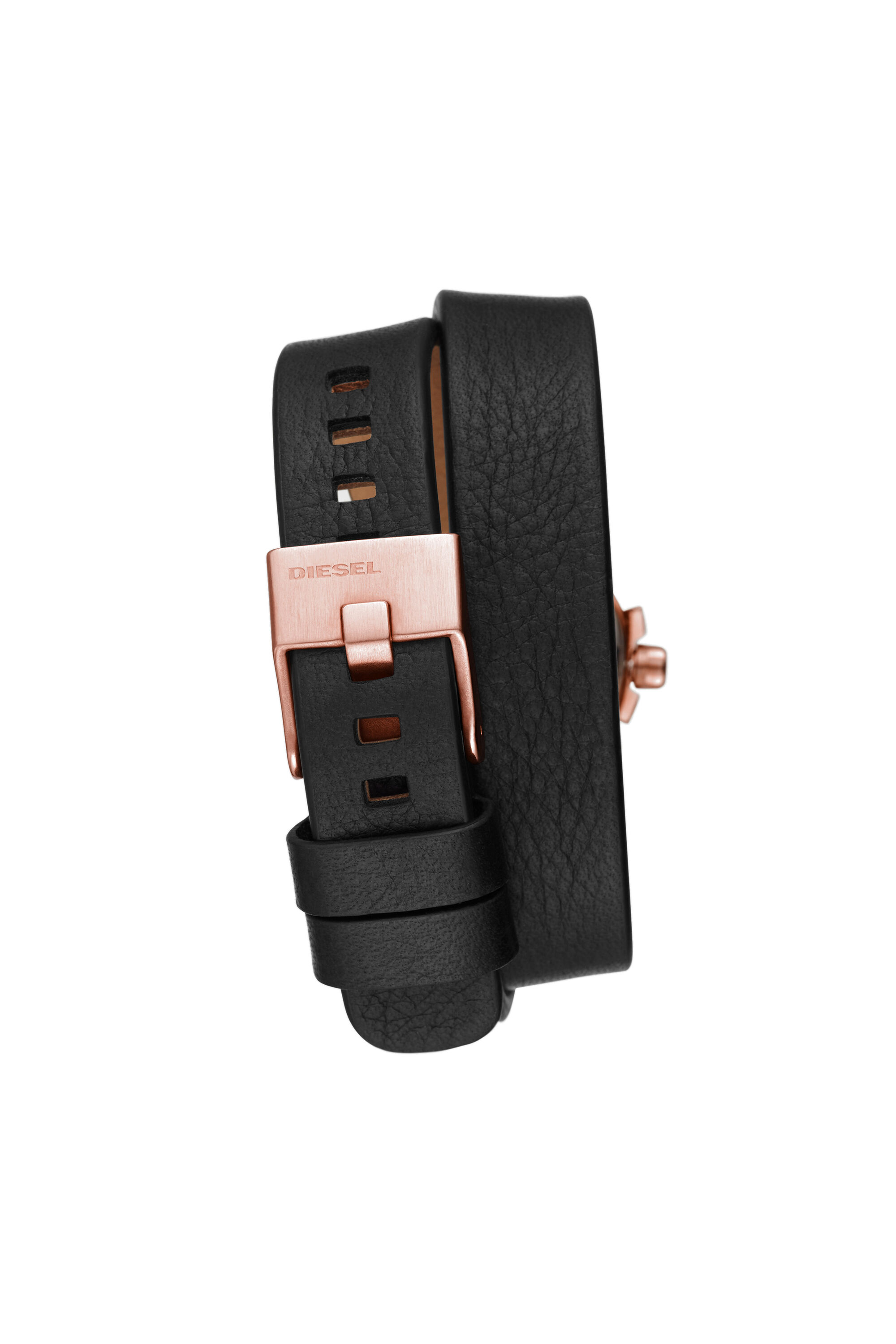 Diesel - DZ5601, Woman's Baby Chief three-hand date black leather watch in Black/Pink - 2